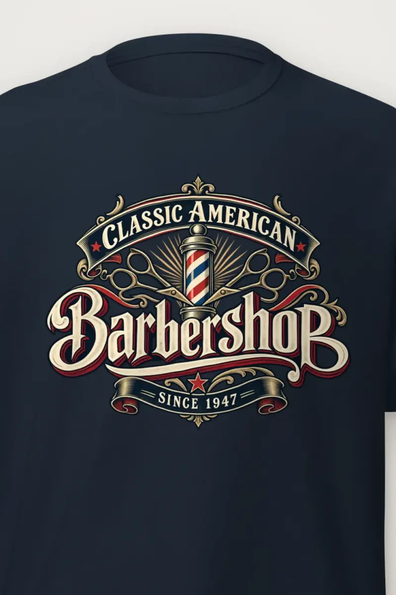 "Classic American Barbershop" Heavyweight Unisex Crewneck T-shirt