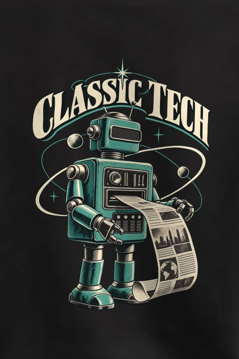 "Classic Tech Newsbot" 1 Crewneck Sweatshirt - the graphic up close