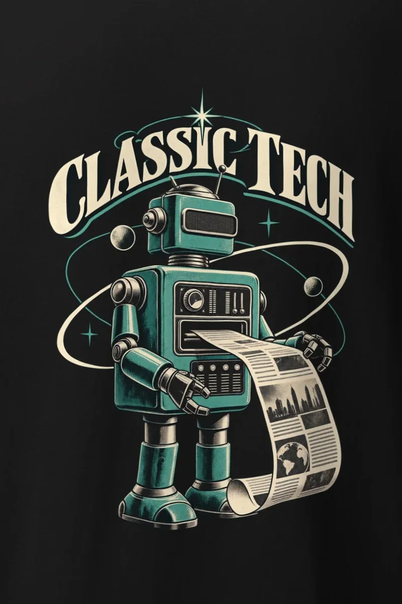 "Classic Tech Newsbot" Heavyweight Unisex Crewneck T-shirt