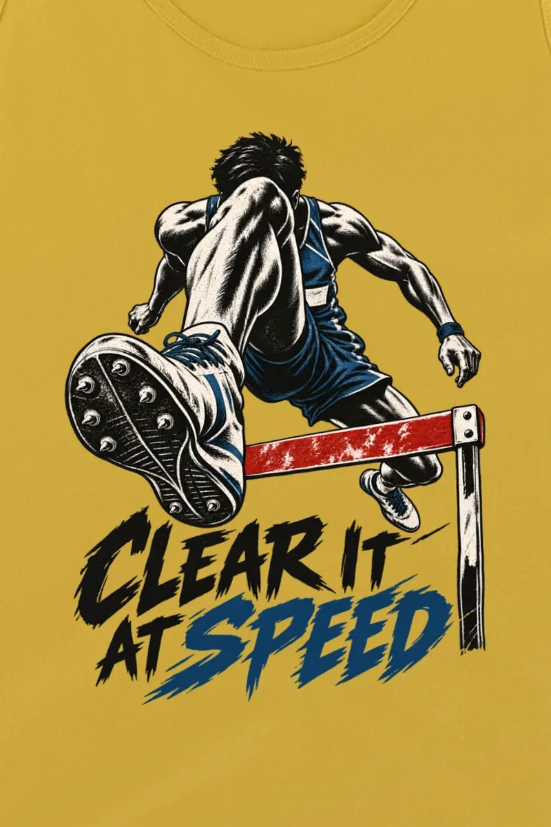 "Clear It at Speed" Unisex Jersey Tank - the graphic up close