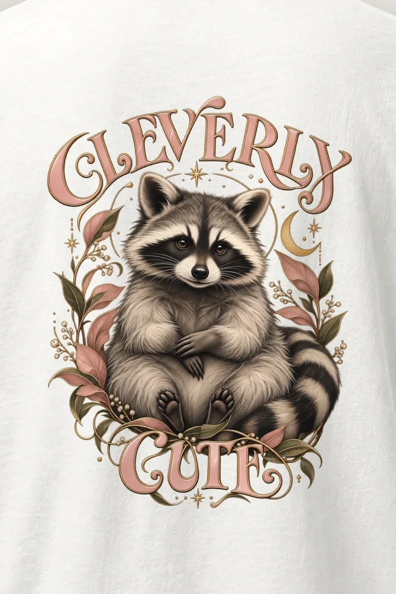 "Cleverly Cute Raccoon" Heavyweight Unisex Crewneck T-shirt