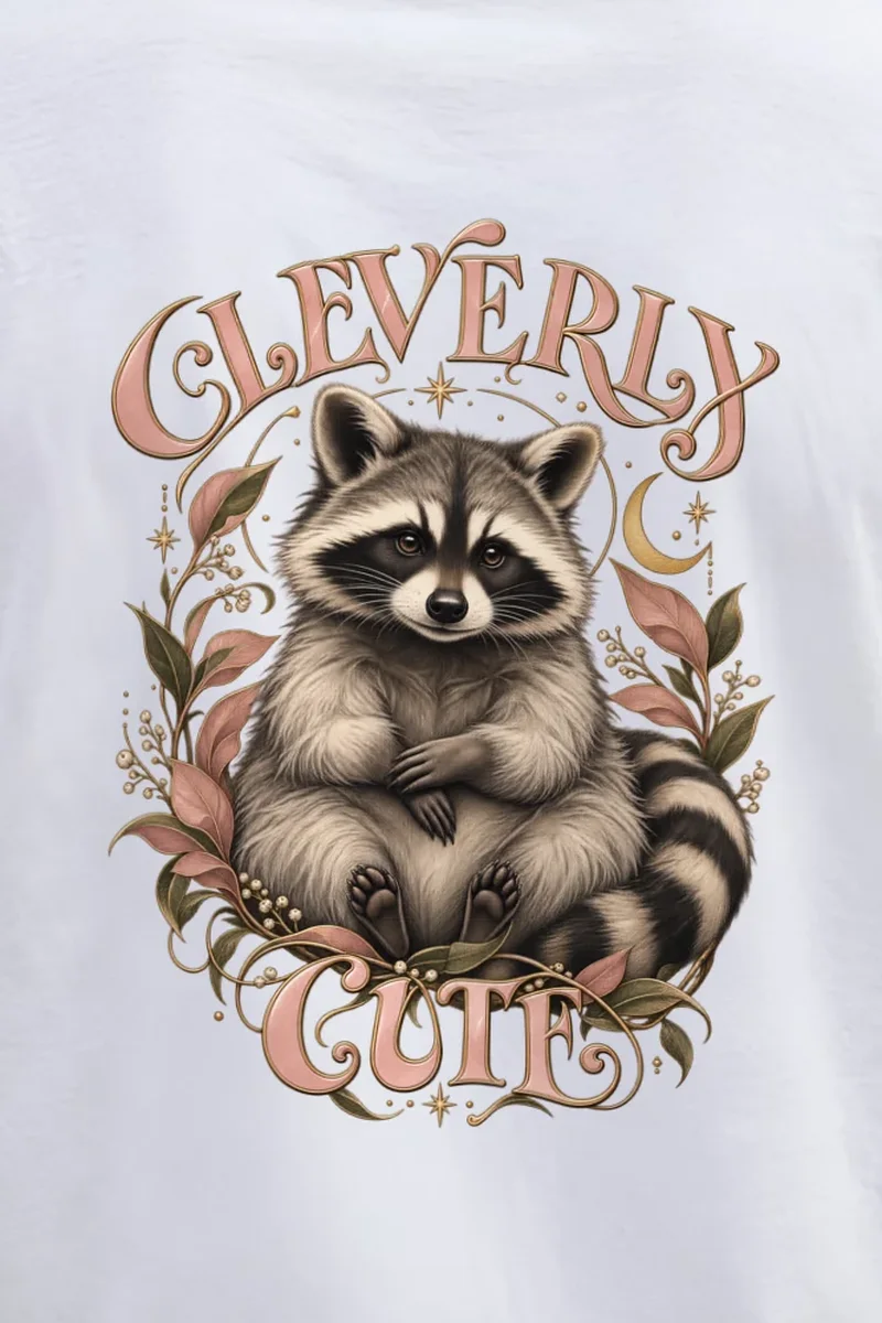"Cleverly Cute Raccoon" Heavyweight Unisex Crewneck T-shirt