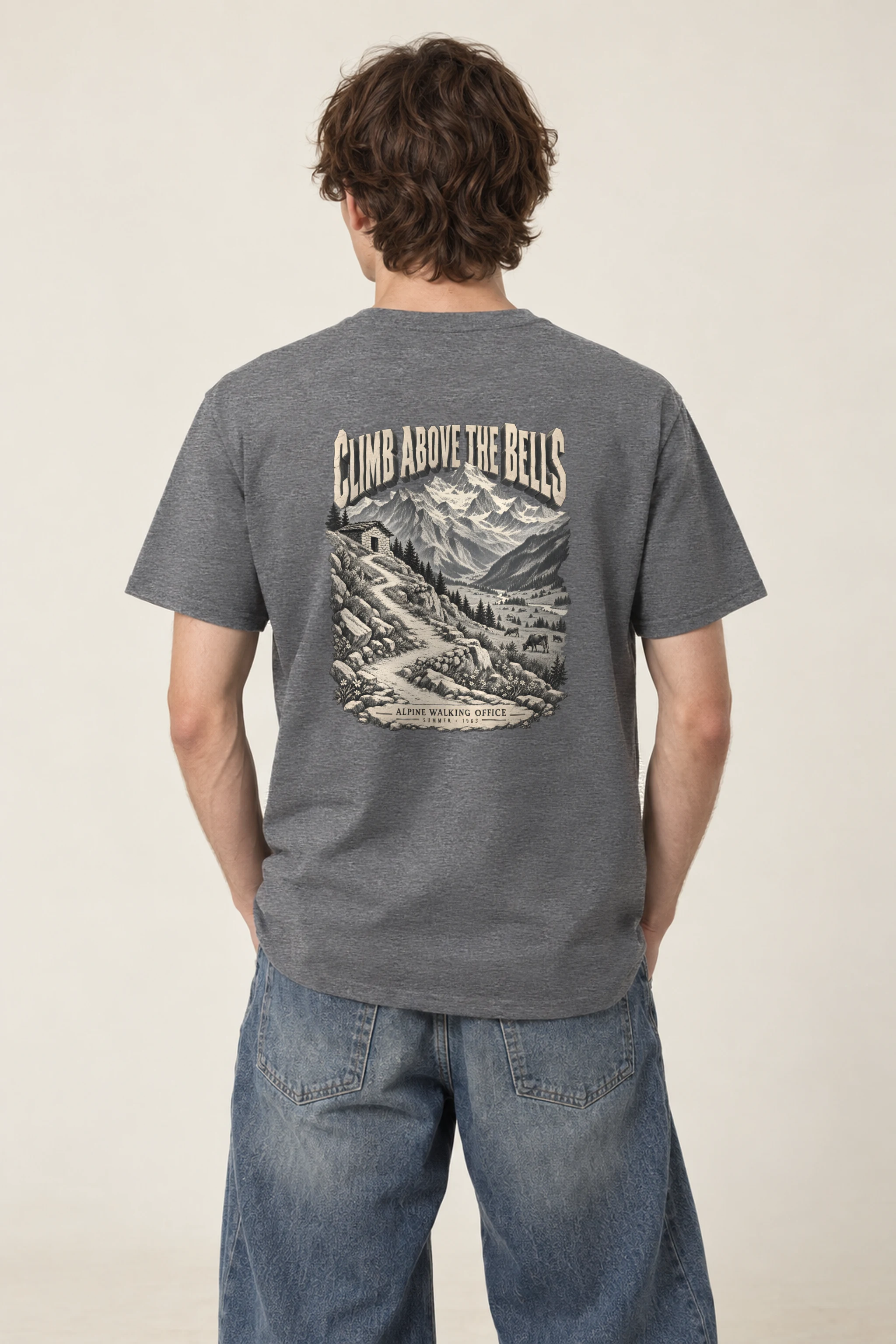 "Climb Above the Bells" Heavyweight Unisex Crewneck T-shirt