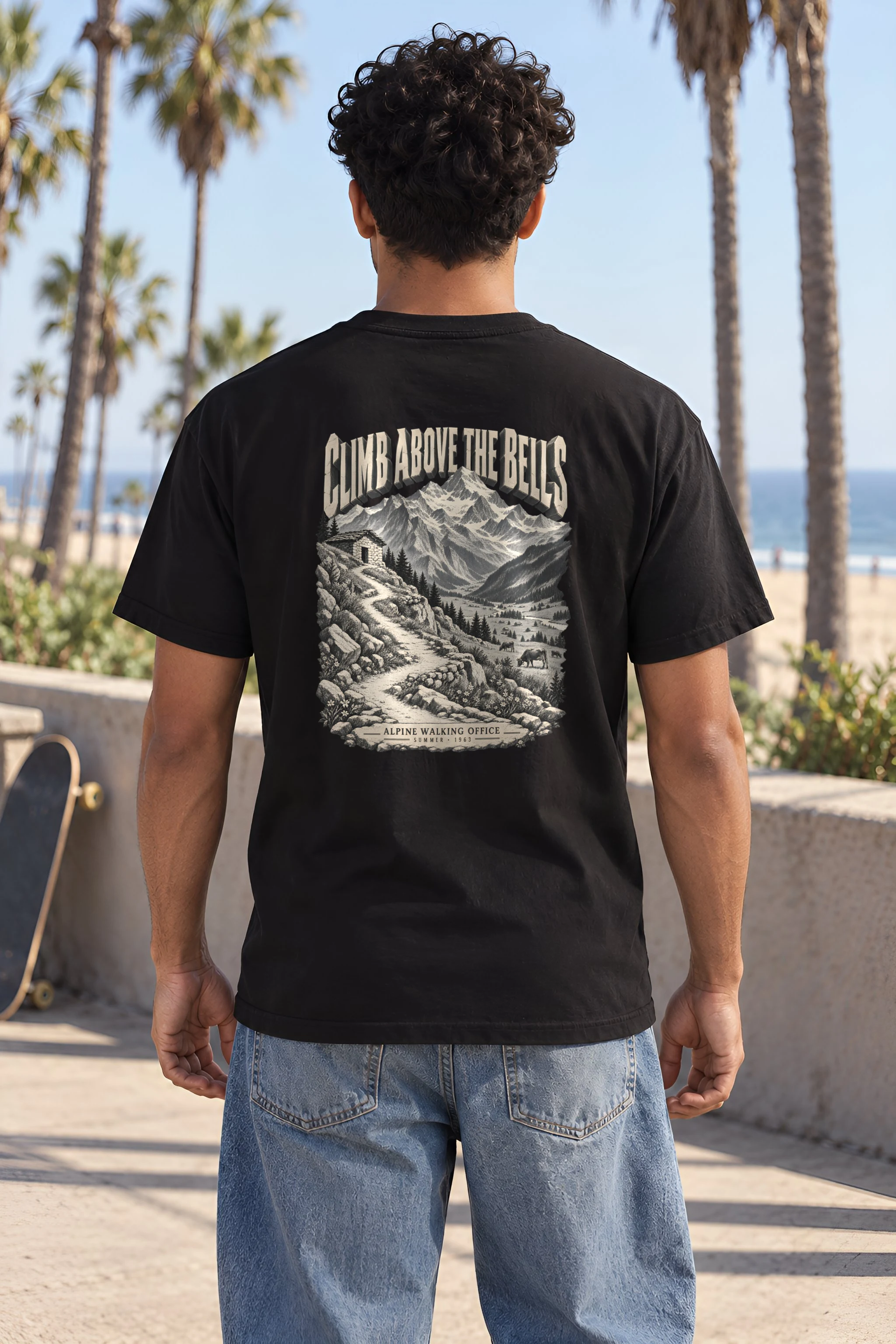 "Climb Above the Bells" Heavyweight Unisex Crewneck T-shirt