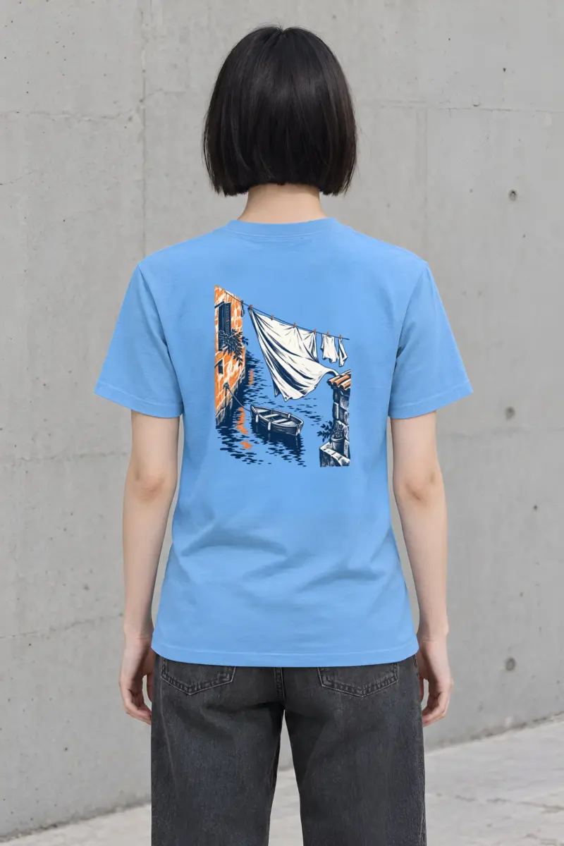 “Clothesline Sheet and Rowing Boat” Heavyweight Unisex Crewneck T-shirt