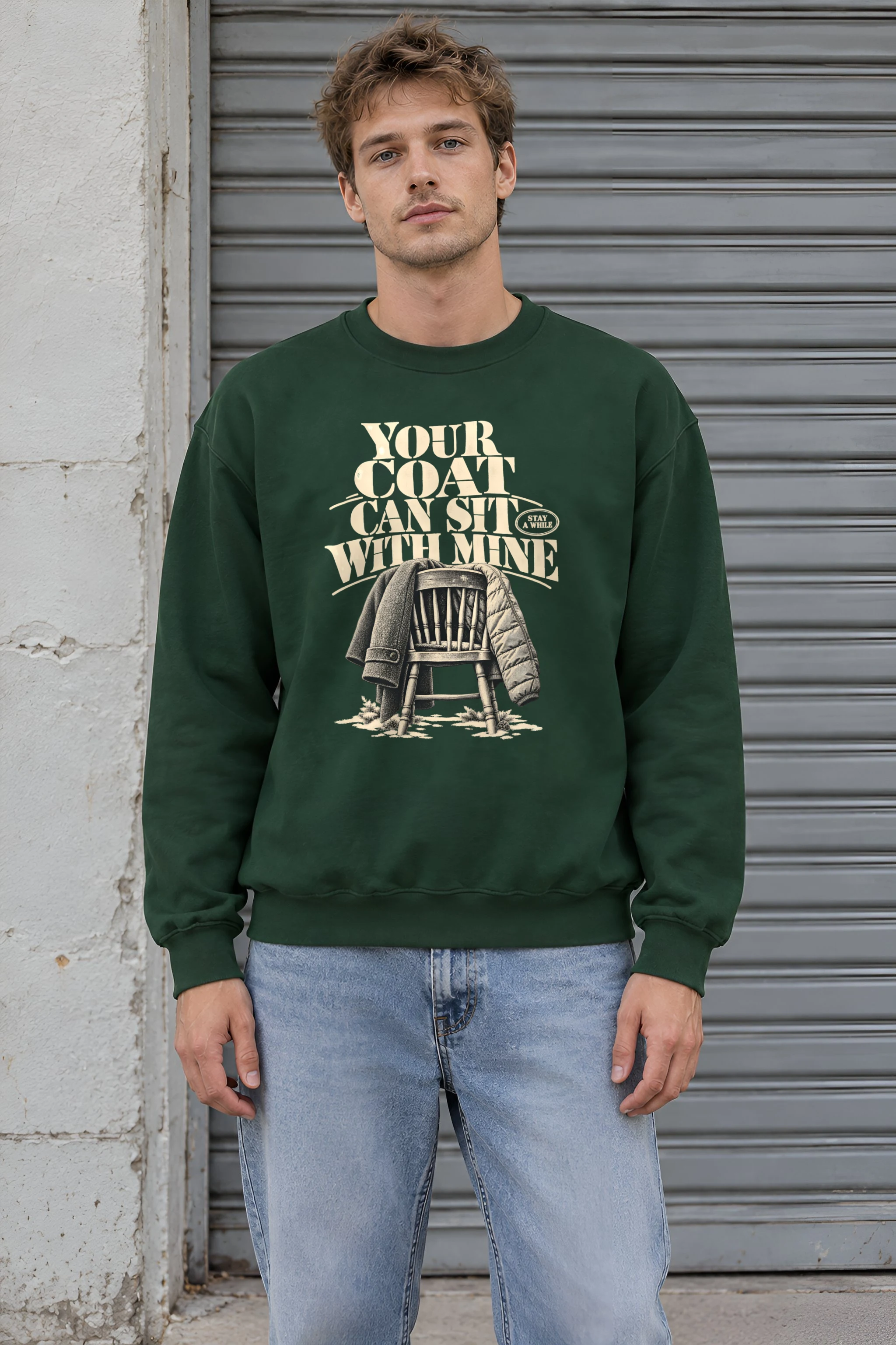 "Coats On A Wooden Chair" 1 Crewneck Sweatshirt