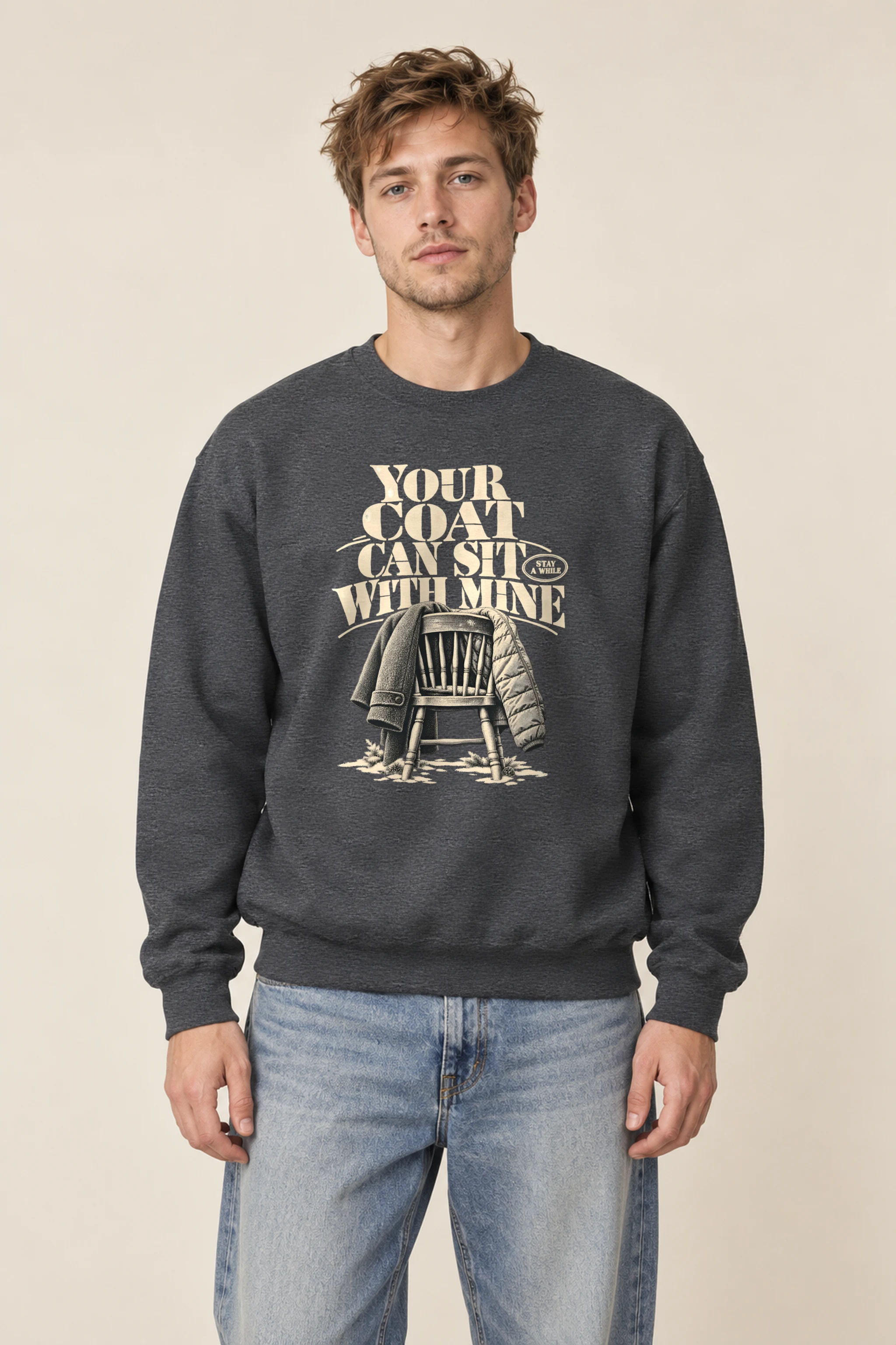 "Coats On A Wooden Chair" 1 Crewneck Sweatshirt