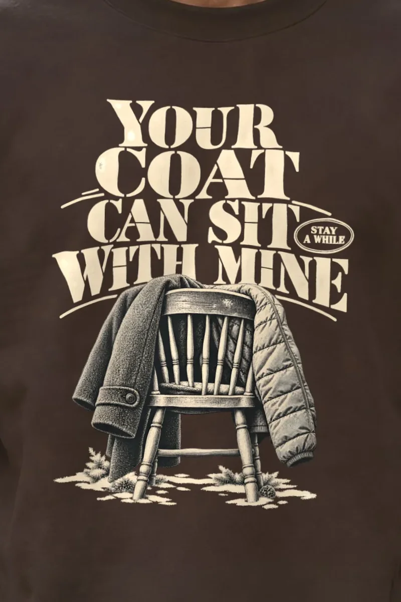 "Coats On A Wooden Chair" 1 Crewneck Sweatshirt - the graphic up close