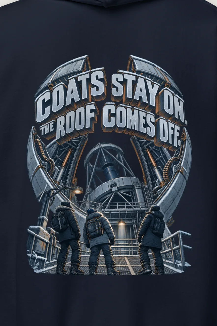 "Coats Stay On" Heavy Blend Unisex Pullover Hoodie - the graphic up close