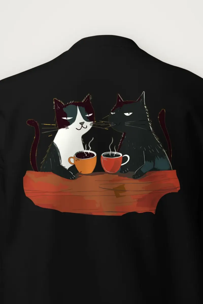 "Coffee Cat Companions" Heavy Blend Unisex Crewneck Sweatshirt - the graphic up close