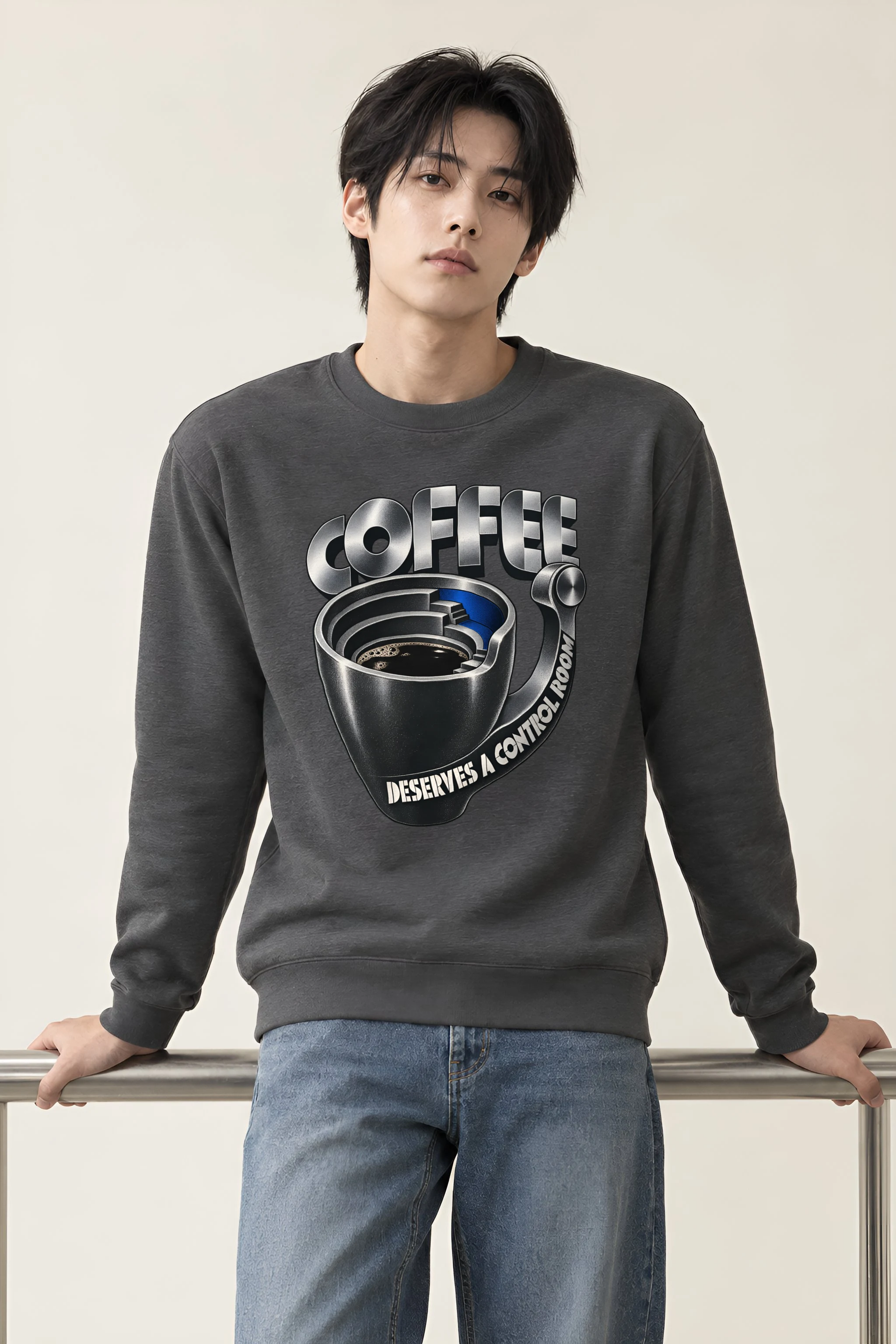"Coffee Deserves A Control Room" Heavy Blend Unisex Crewneck Sweatshirt