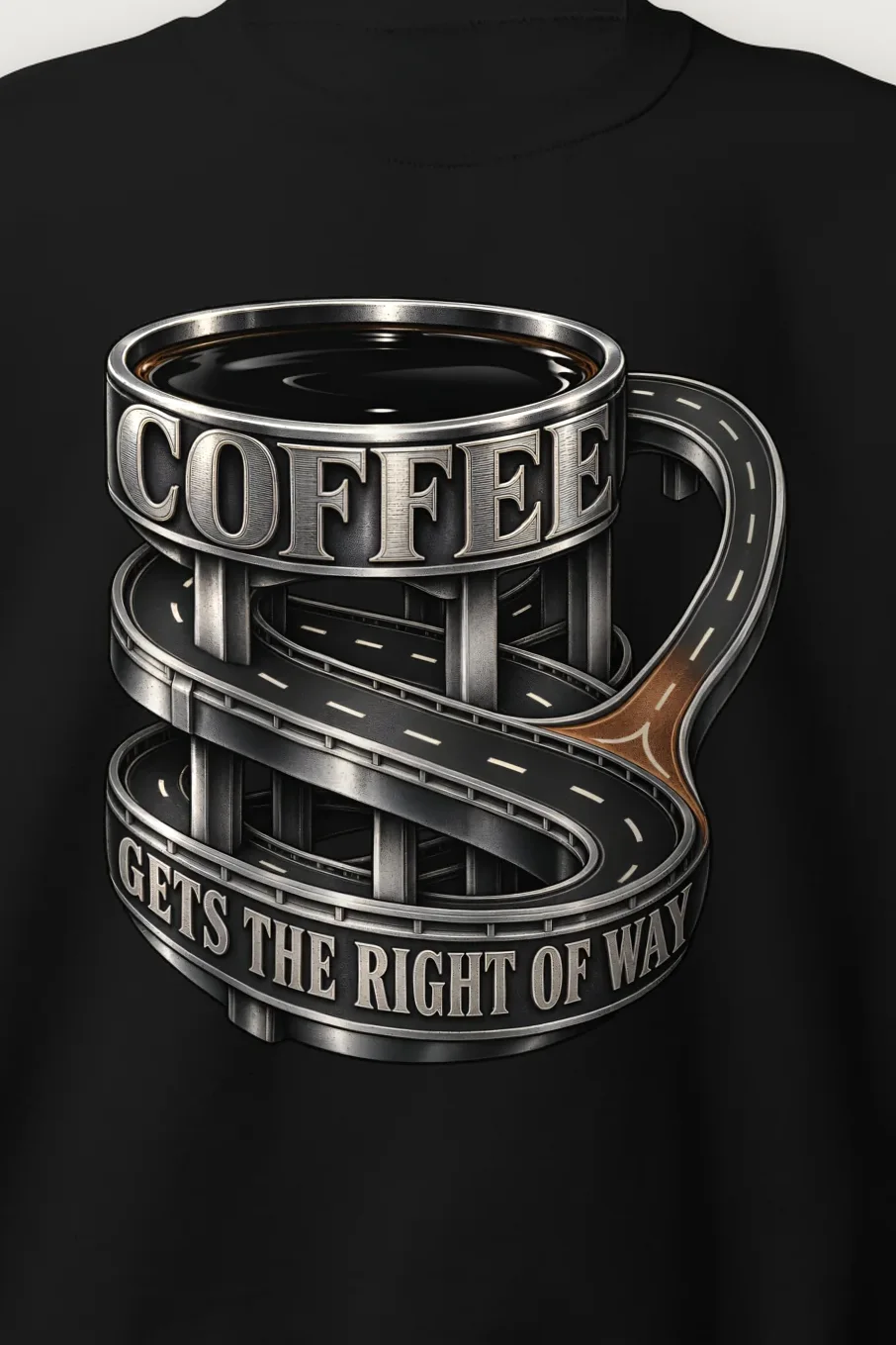 "Coffee Gets The Right Of Way" Heavy Blend Unisex Crewneck Sweatshirt - the graphic up close