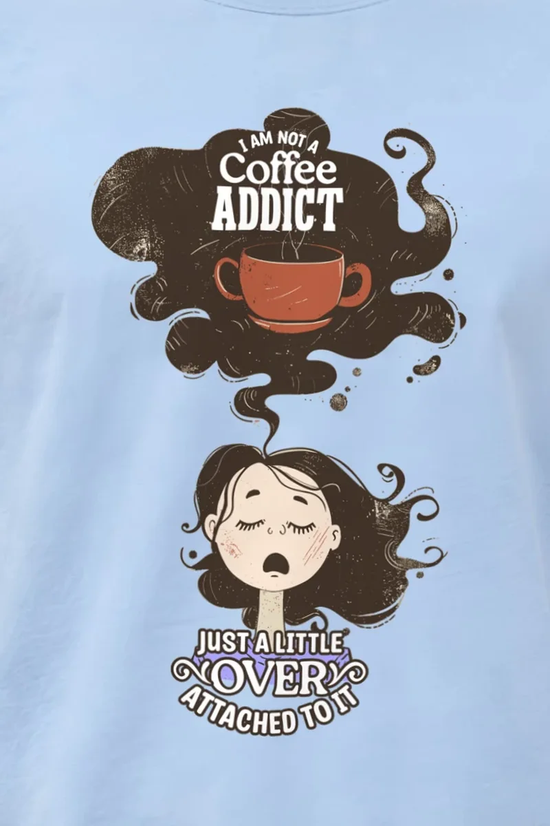 "Coffee Lover Attached" Heavyweight Unisex Crewneck T-shirt - the graphic up close