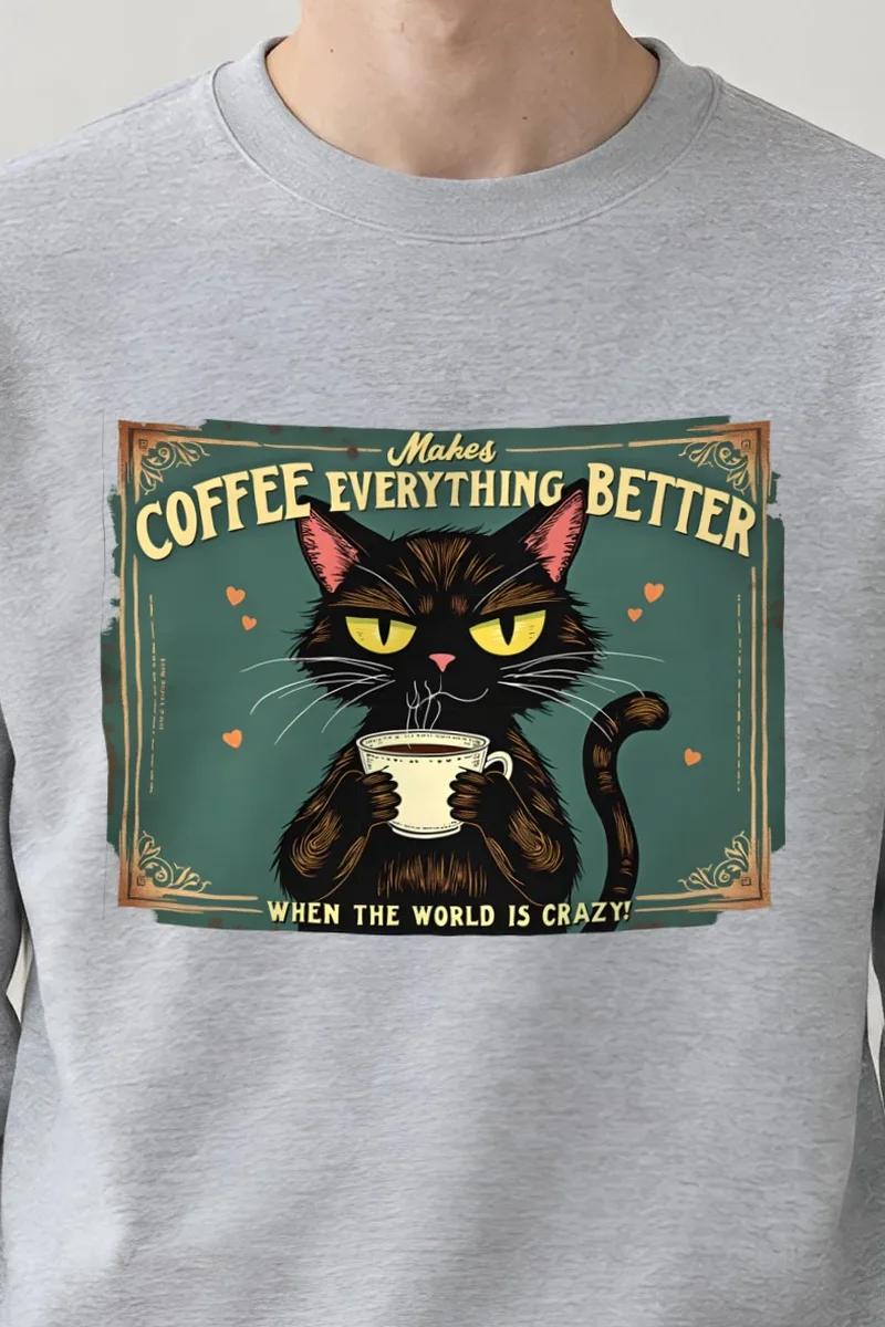 "Coffee Makes Everything Better" 1 Crewneck Sweatshirt - the graphic up close