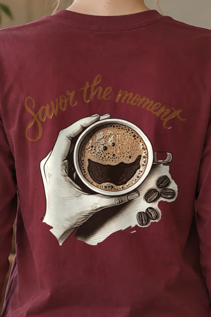 "Coffee Ritual" Unisex Longsleeve T-shirt - the graphic up close