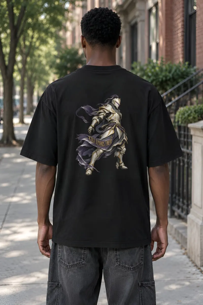 "Cold Demands Finery" Unisex Oversized Heavyweight Crewneck T-Shirt