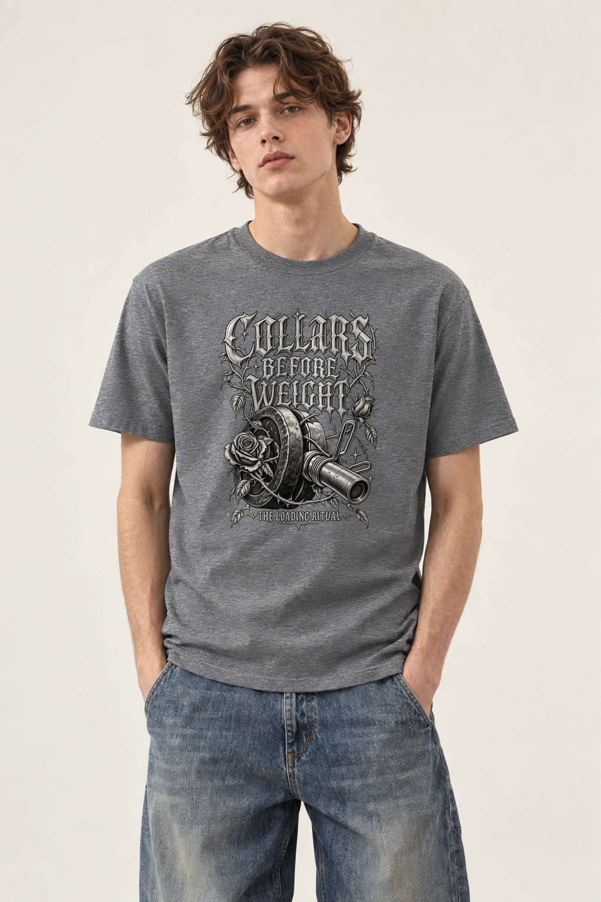 "Collars Before Weight" Heavyweight Unisex Crewneck T-shirt