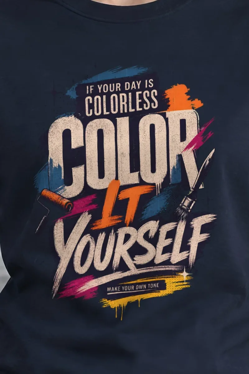 "Color Yourself" Heavyweight Unisex Crewneck T-shirt - the graphic up close