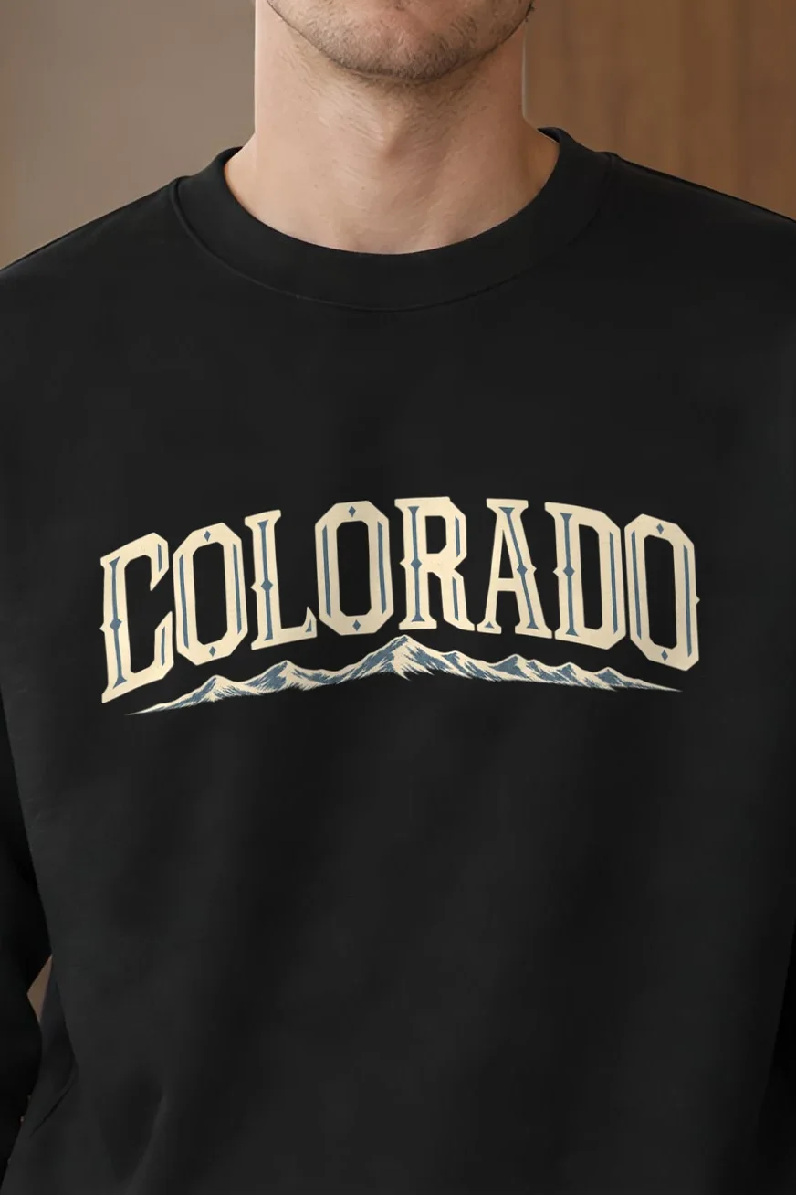 "Colorado Alpine Letterwork" 1 Crewneck Sweatshirt - the graphic up close