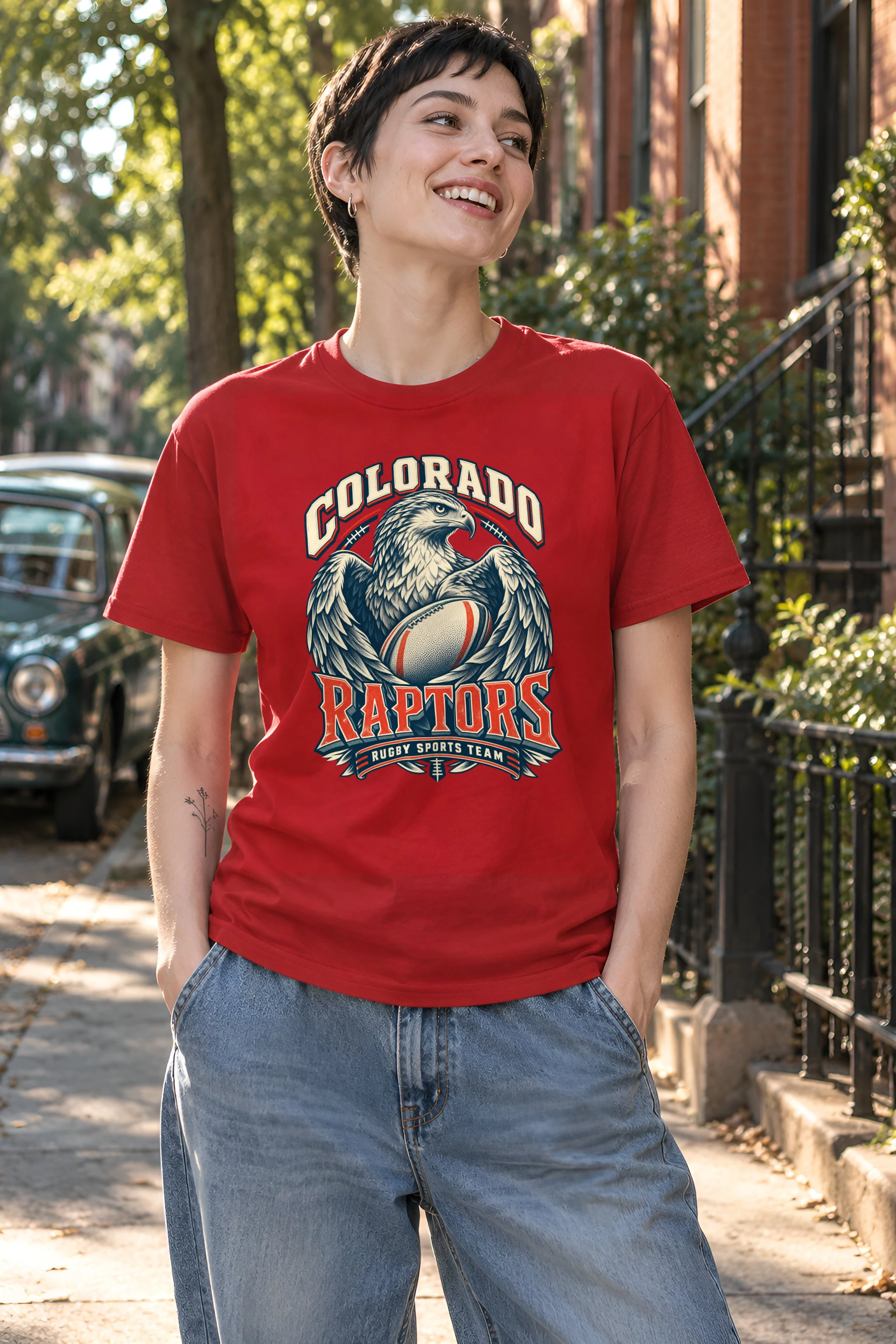 "Colorado Raptors Rugby Sports Team" Heavyweight Unisex Crewneck T-shirt