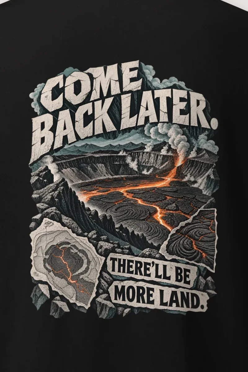 "Come Back Later" Heavyweight Unisex Crewneck T-shirt - the graphic up close