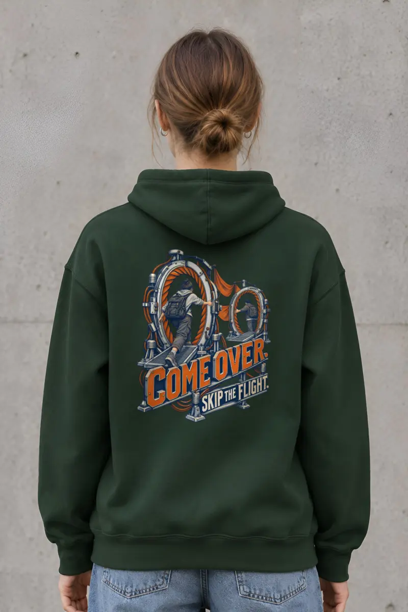 "Come Over. Skip the Flight." Heavy Blend Unisex Pullover Hoodie
