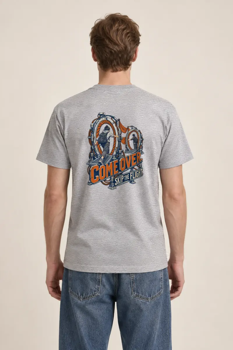"Come Over Skip the Flight" Heavyweight Unisex Crewneck T-shirt