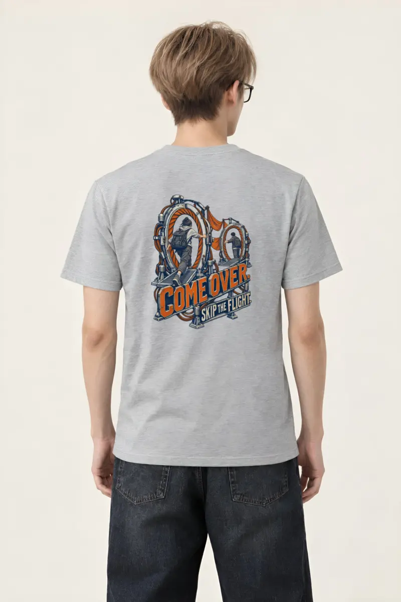 “Come Over Skip the Flight” Heavyweight Unisex Crewneck T-shirt