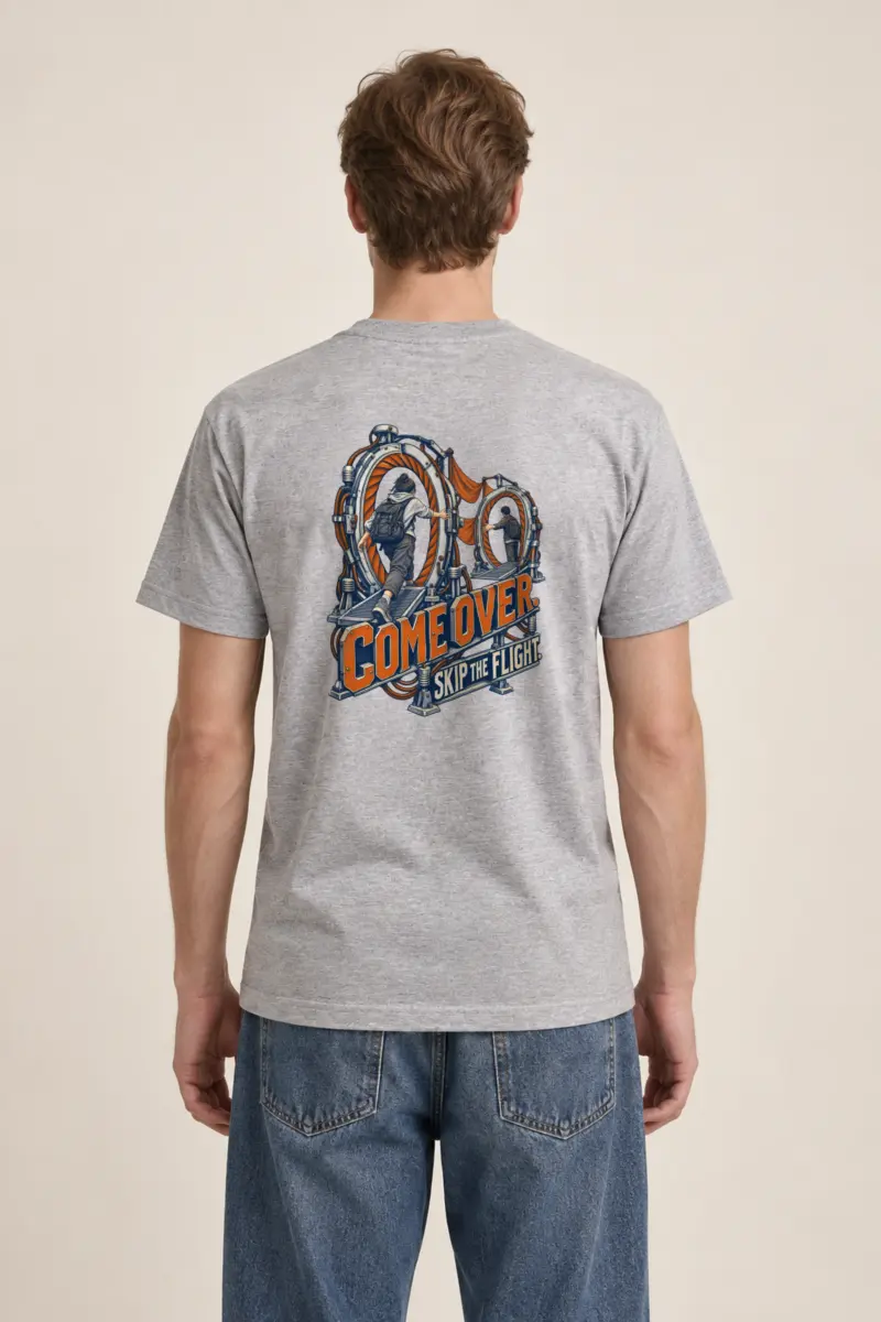 "Come Over Skip the Flight" Heavyweight Unisex Crewneck T-shirt
