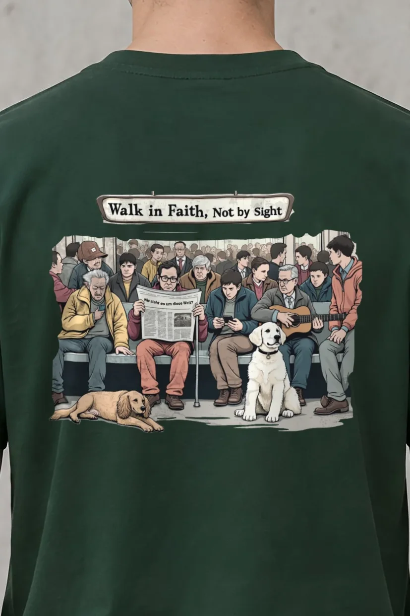 "Commute In Contrast" Heavyweight Unisex Crewneck T-shirt - the graphic up close