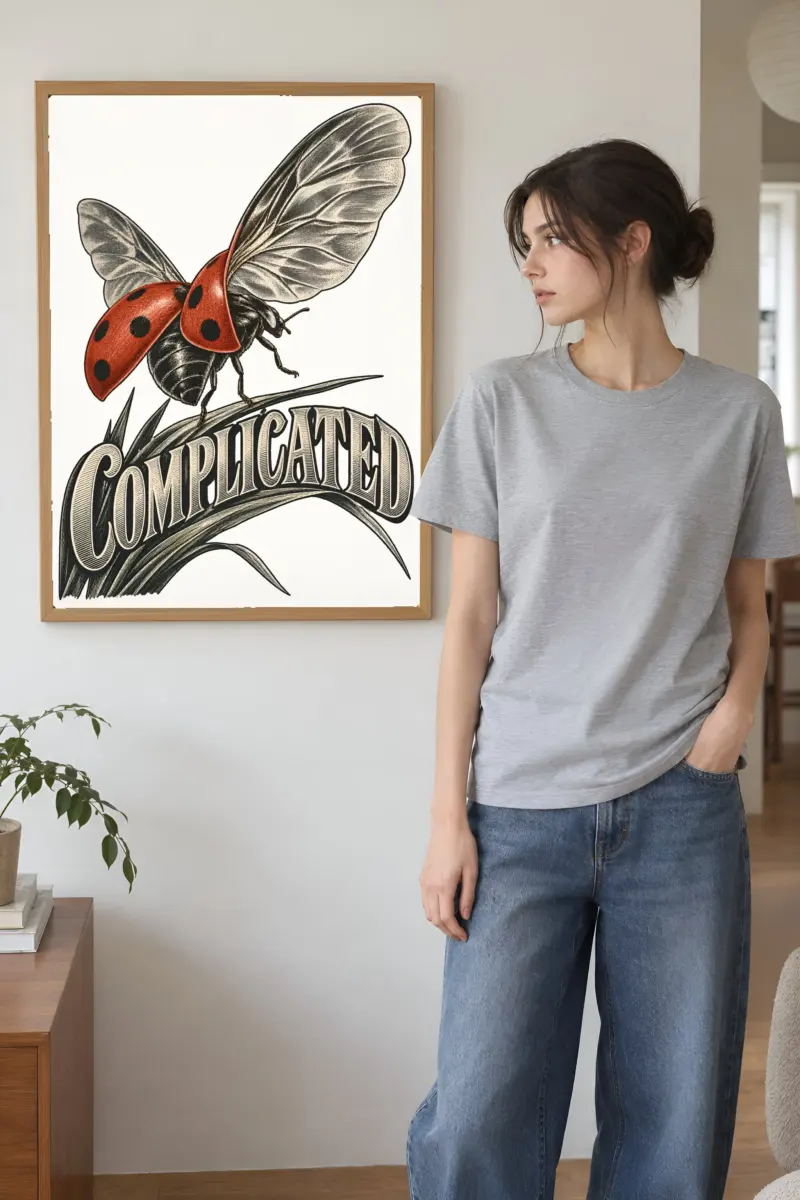 “Complicated Ladybug Takeoff” Premium Wooden Framed Poster