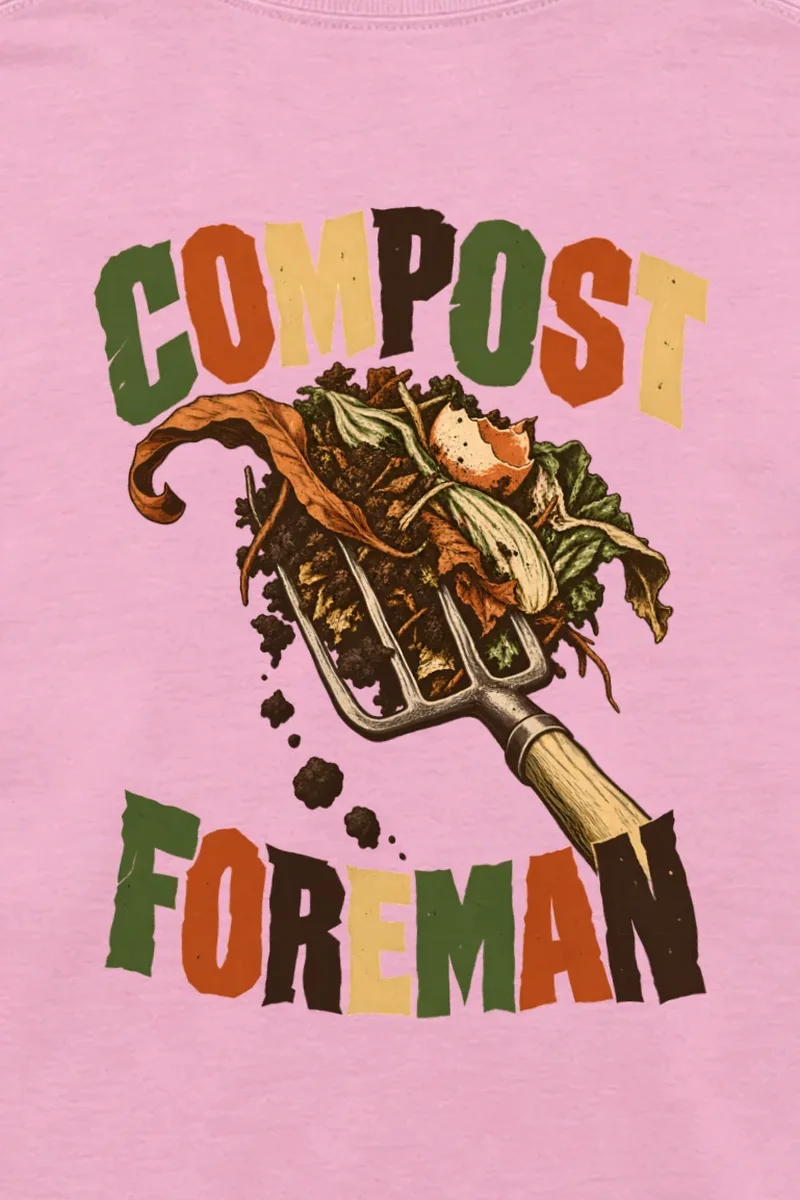 "Compost Foreman" Unisex Longsleeve T-shirt - the graphic up close