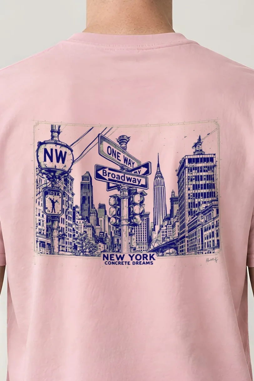 "Concrete Dreams" Heavyweight Unisex Crewneck T-shirt - the graphic up close
