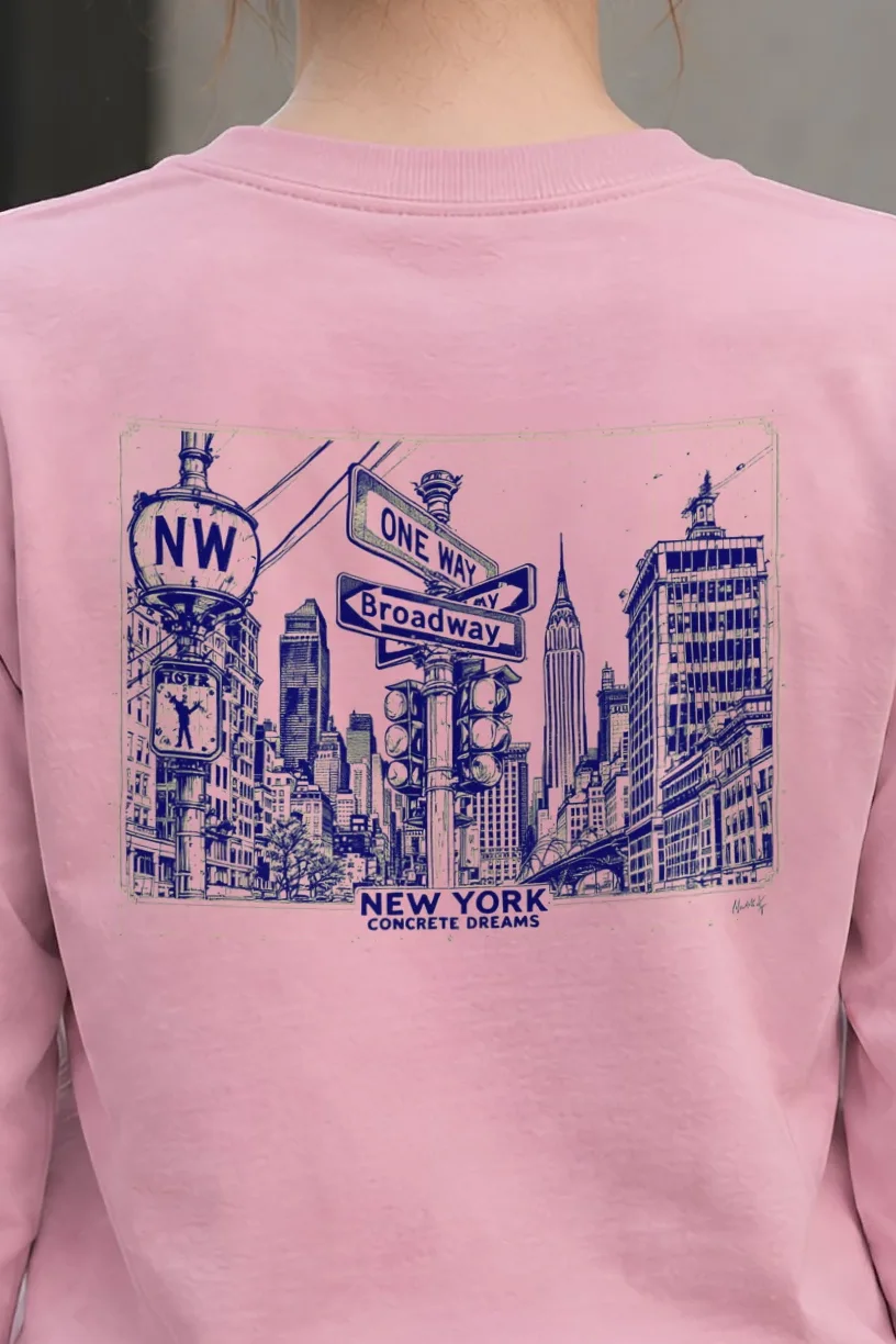 "Concrete Dreams" Unisex Longsleeve T-shirt - the graphic up close