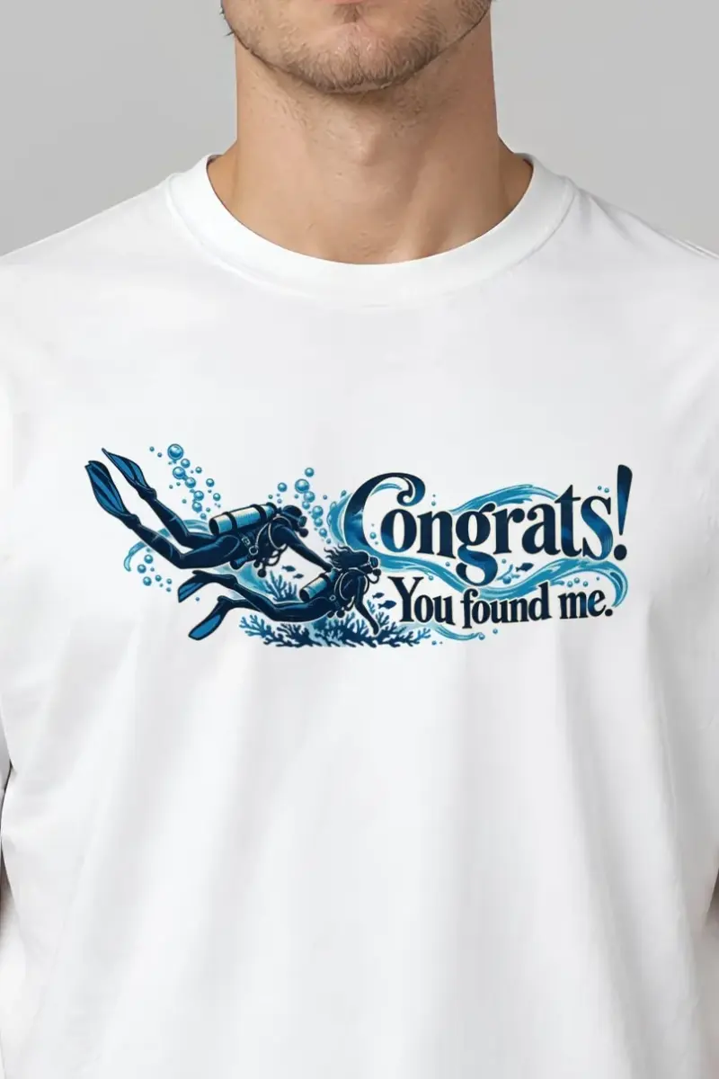 "Congrats! You Found Me." Heavyweight Unisex Crewneck T-shirt