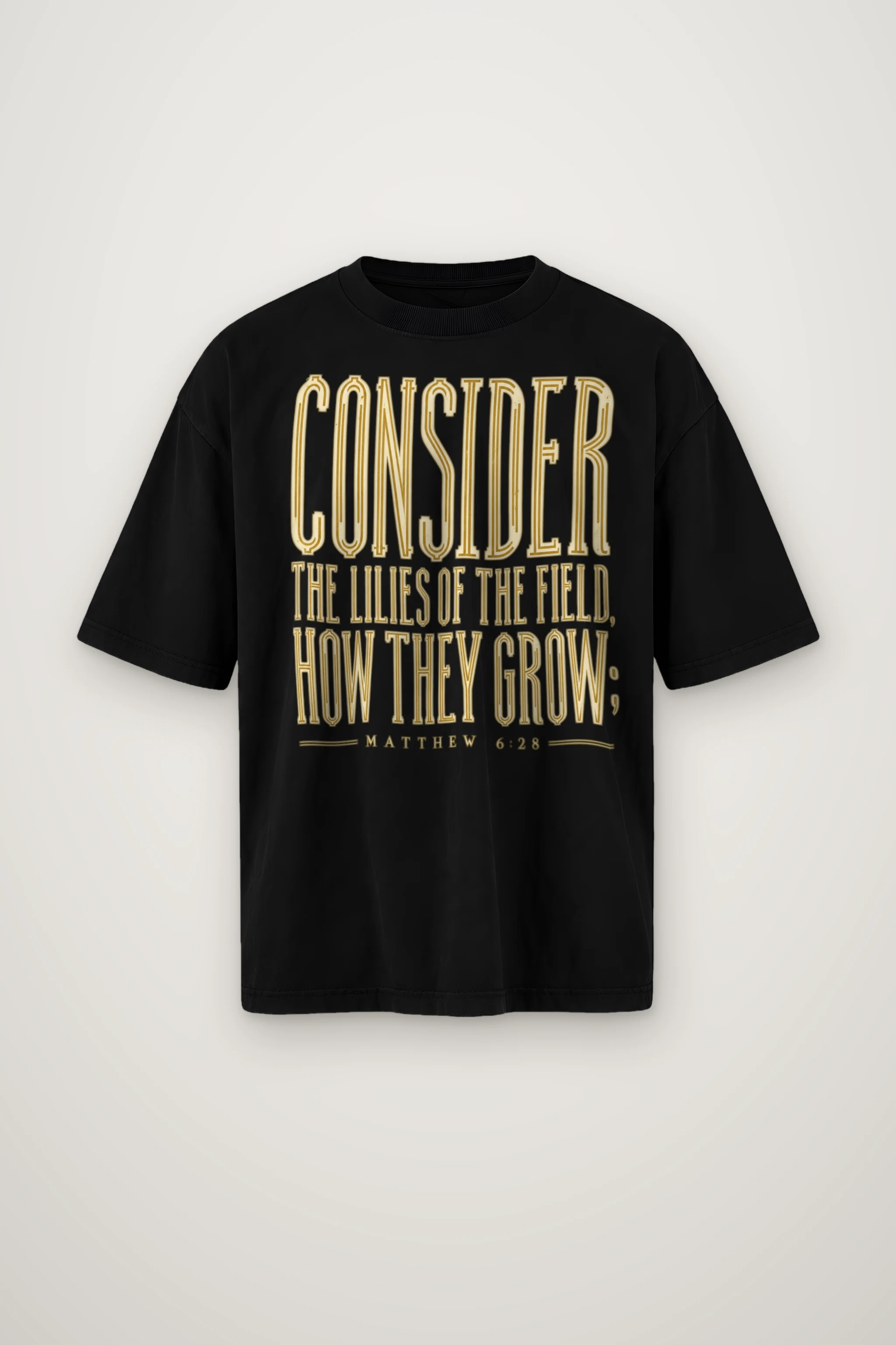 "Consider the Lilies of the Field" Men's Oversized Heavyweight Crewneck T-Shirt