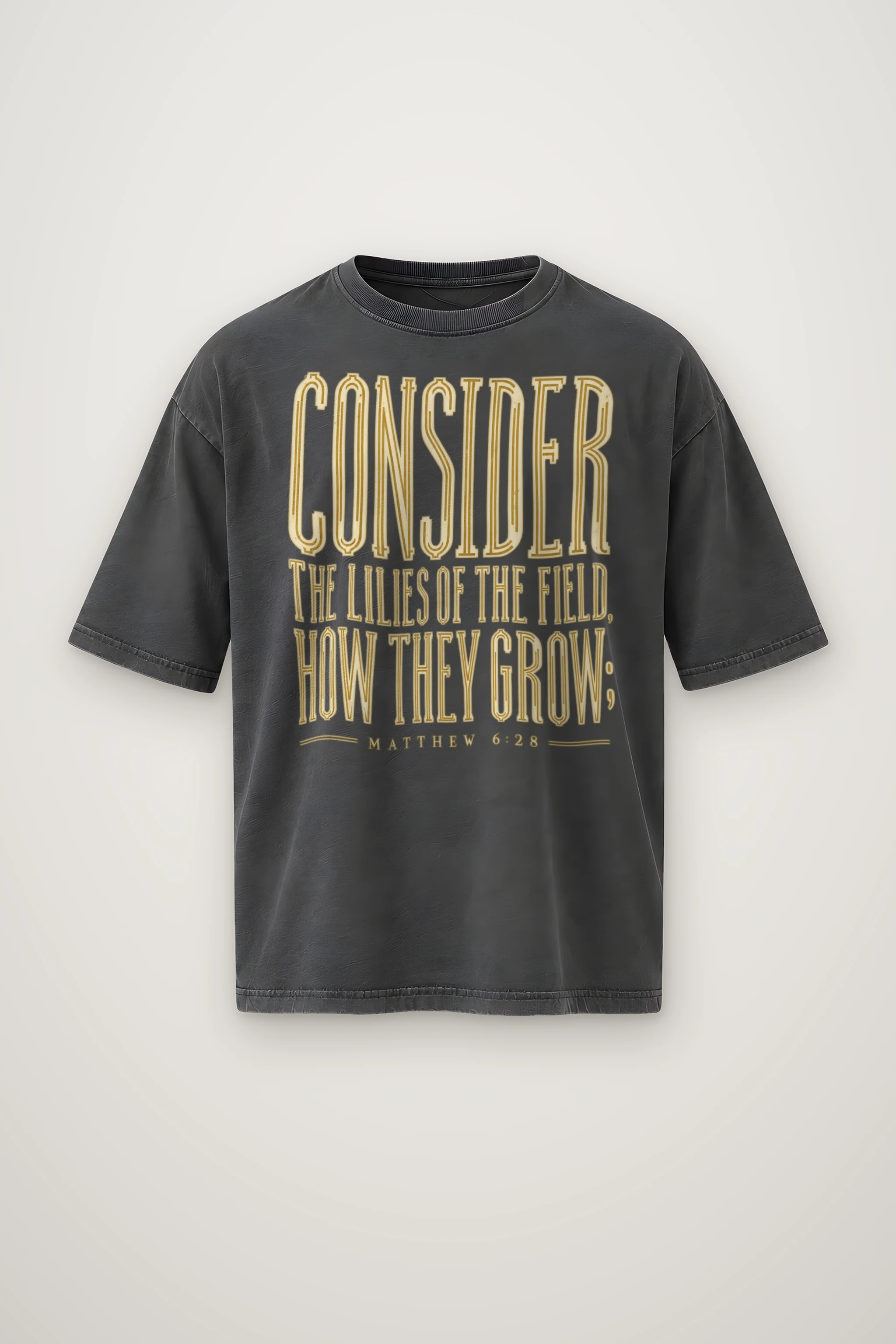 "Consider the Lilies of the Field" Men's Oversized Heavyweight Crewneck T-Shirt