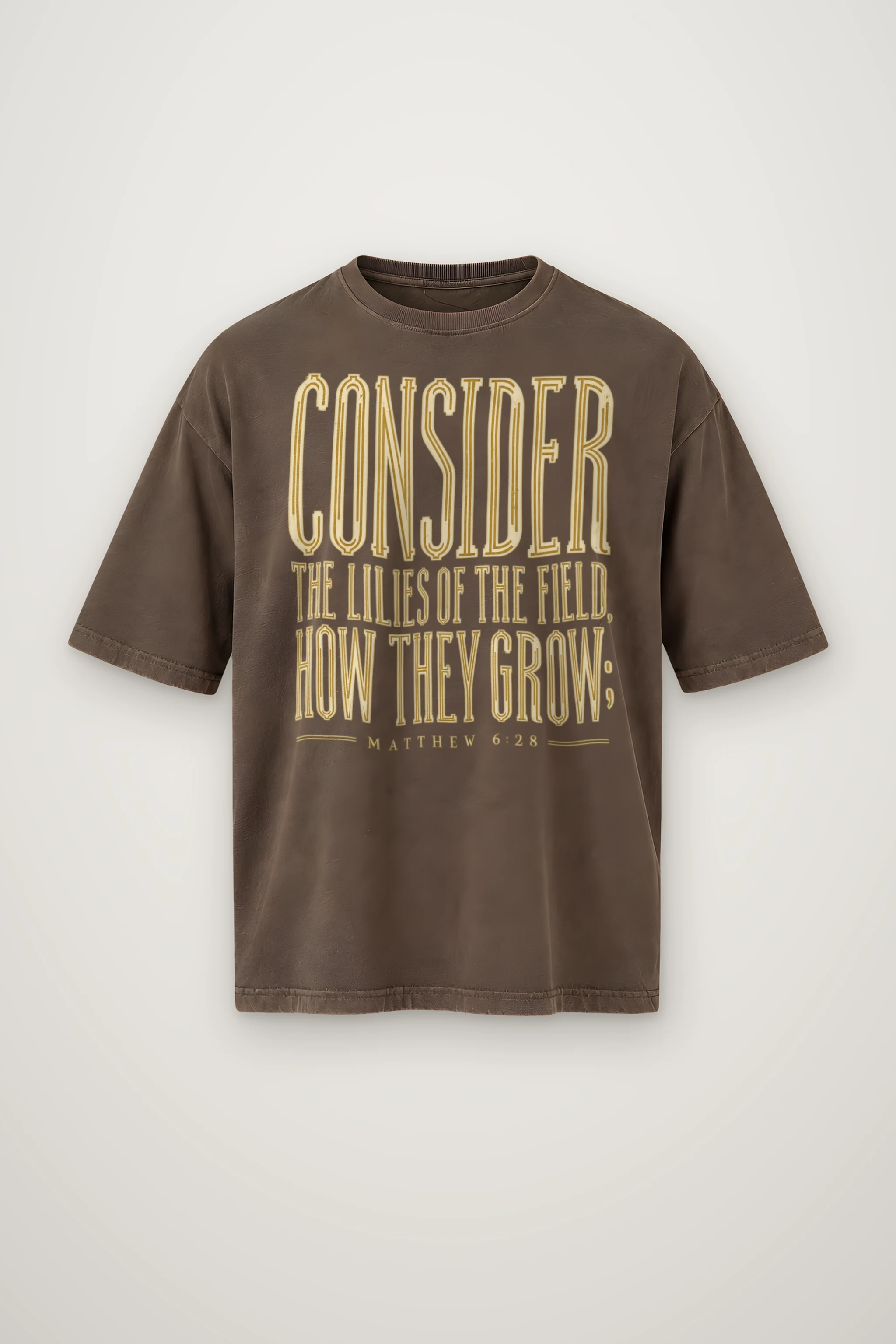 "Consider the Lilies of the Field" Men's Oversized Heavyweight Crewneck T-Shirt