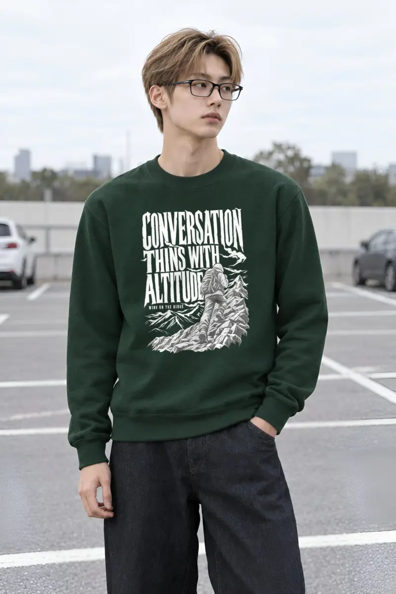 "Conversation Thins With Altitude" Heavy Blend Unisex Crewneck Sweatshirt