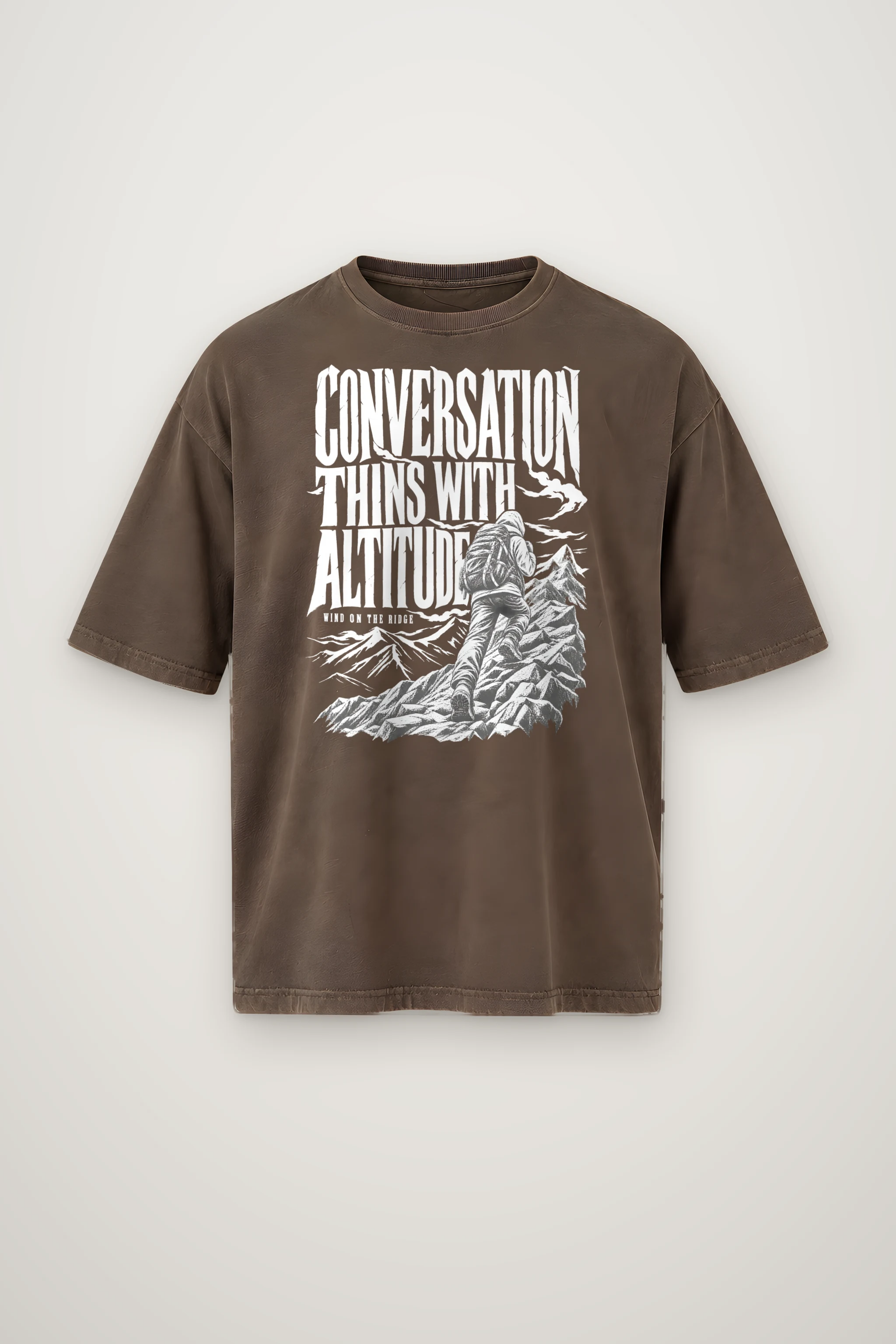 "Conversation Thins With Altitude" Men's Oversized Heavyweight Crewneck T-Shirt
