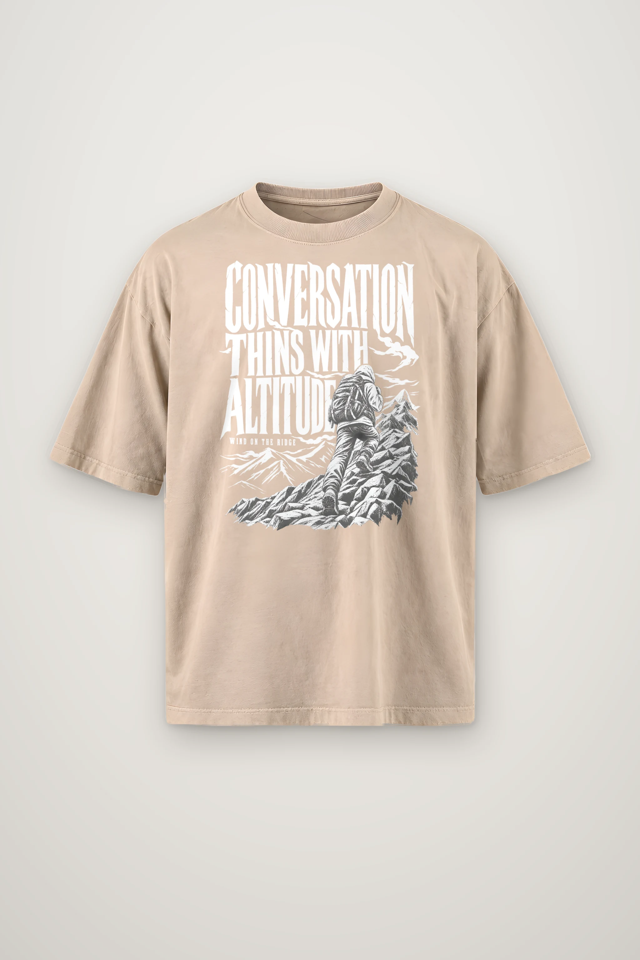 "Conversation Thins With Altitude" Men's Oversized Heavyweight Crewneck T-Shirt