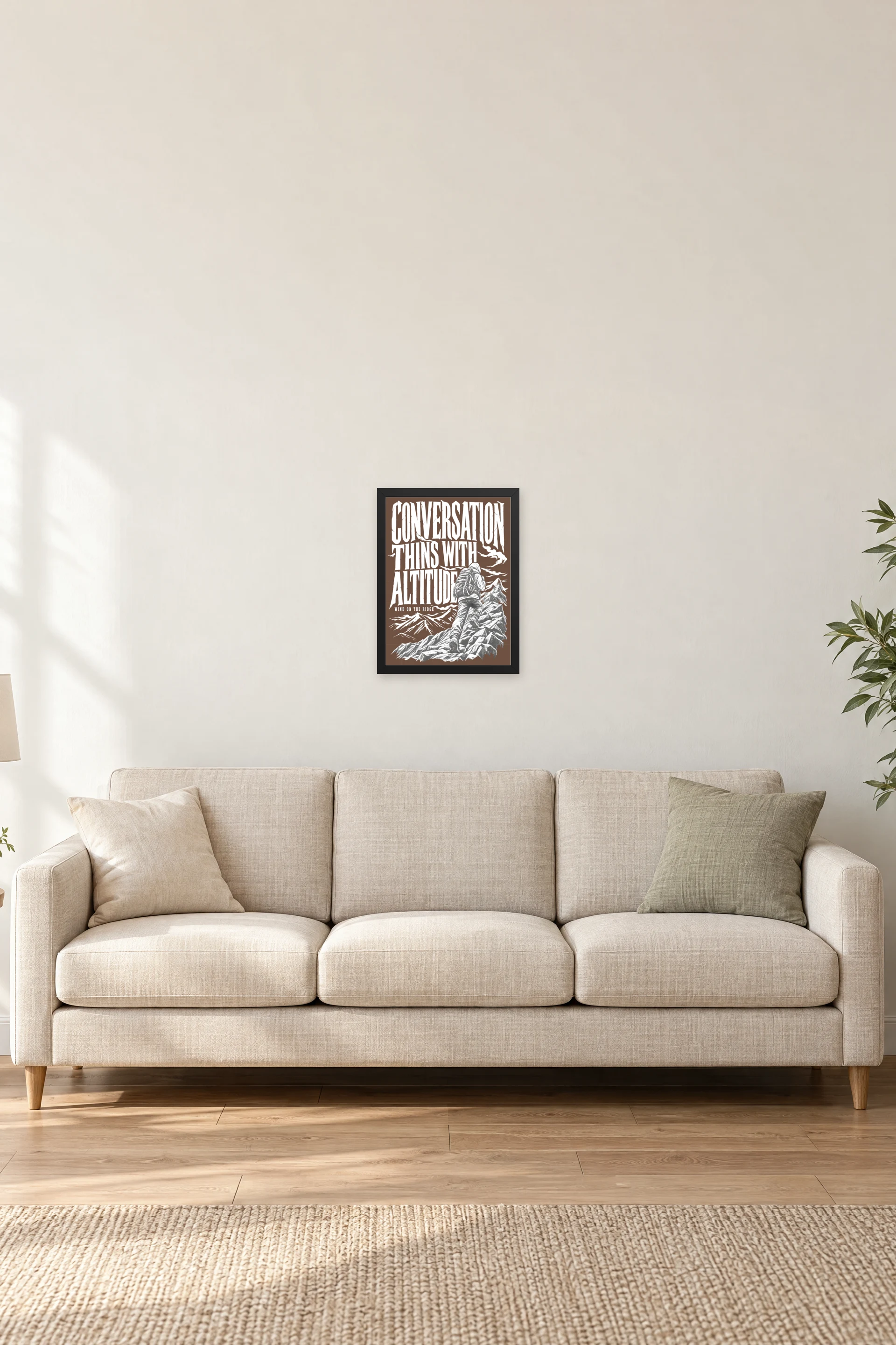 "Conversation Thins With Altitude" Premium Wooden Framed Poster — Black frame, 12 × 16 in