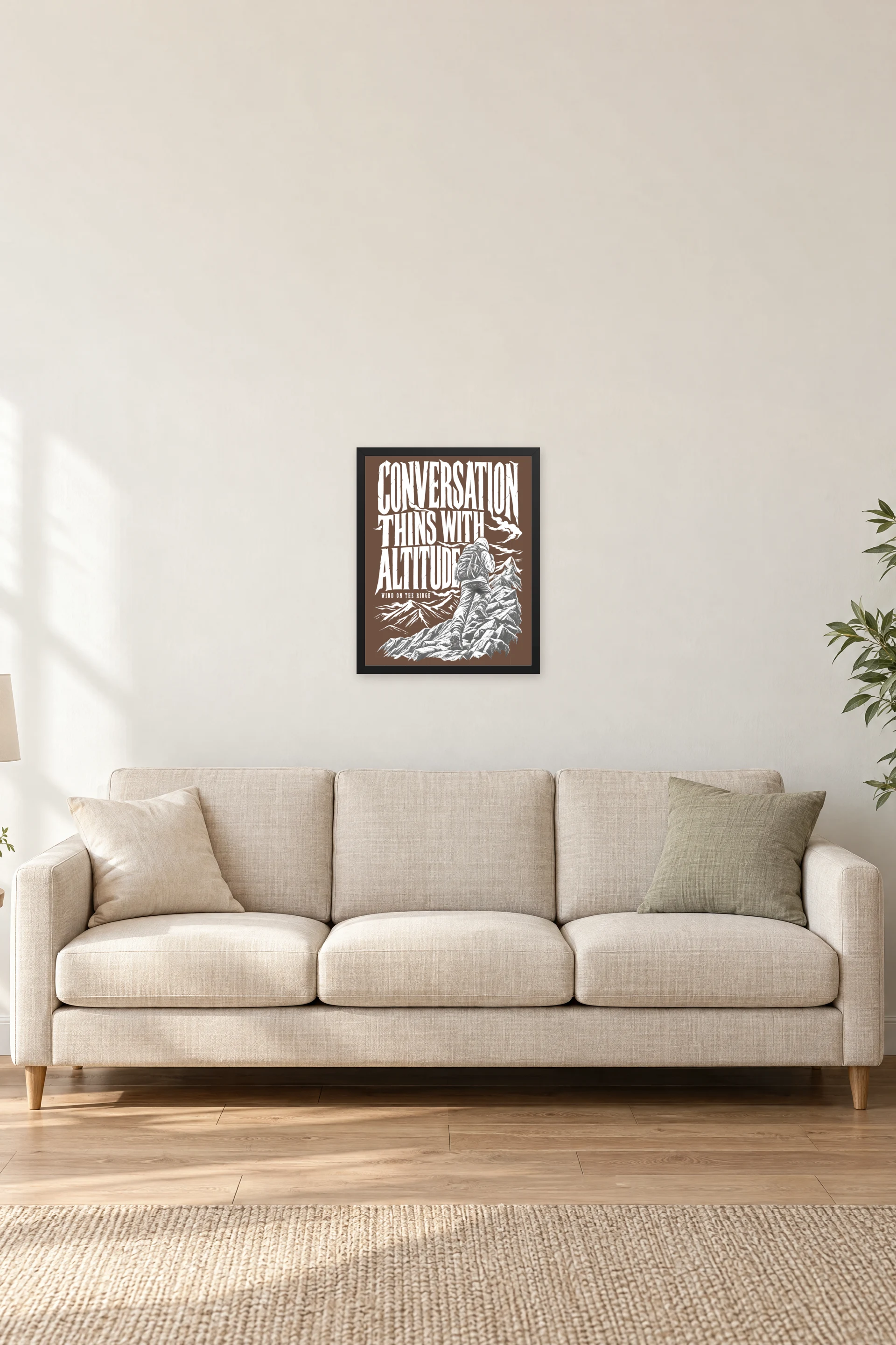 "Conversation Thins With Altitude" Premium Wooden Framed Poster — Black frame, 16 × 20 in