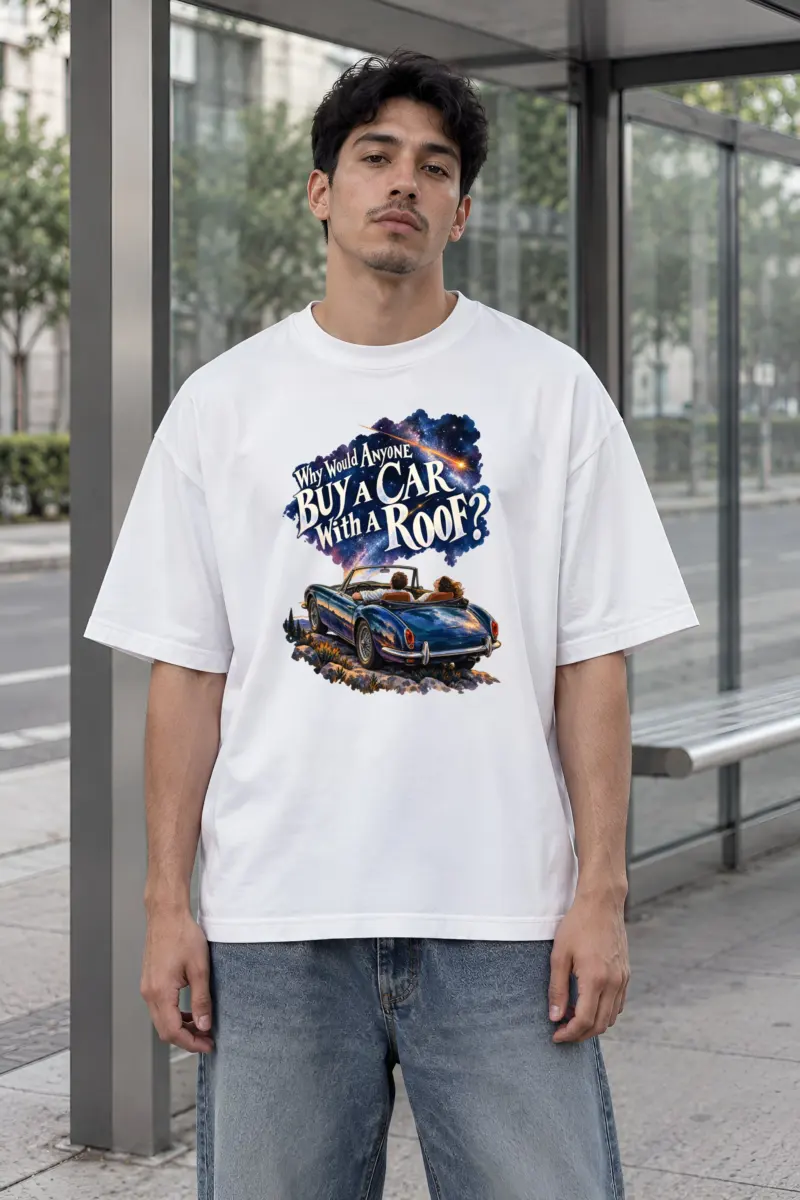 "Convertible Under the Stars" Unisex Oversized Heavyweight Crewneck T-Shirt