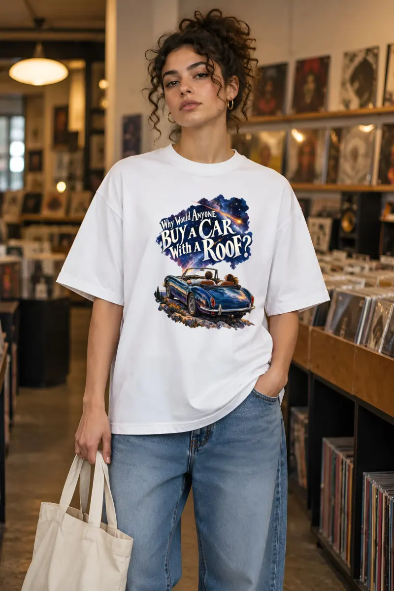 "Convertible Under the Stars" Unisex Oversized Heavyweight Crewneck T-Shirt