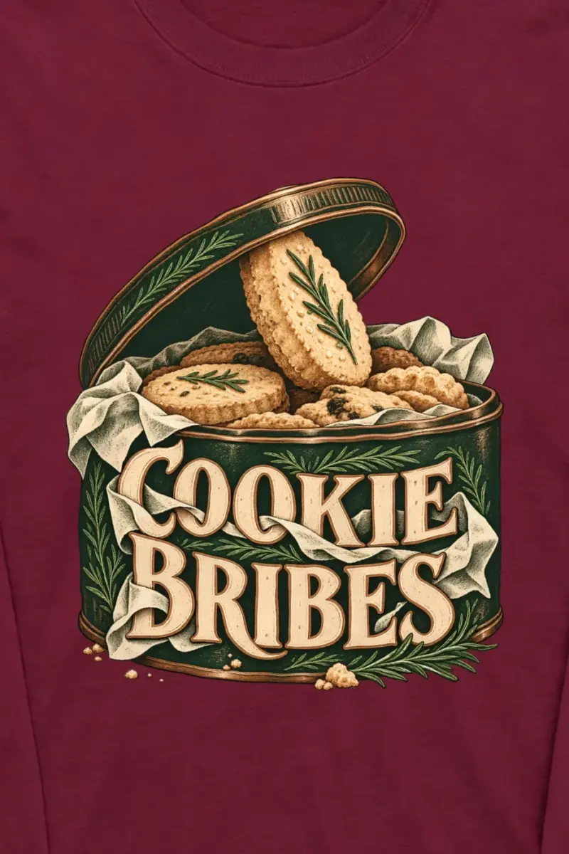 "Cookie Bribes" Unisex Longsleeve T-shirt - the graphic up close