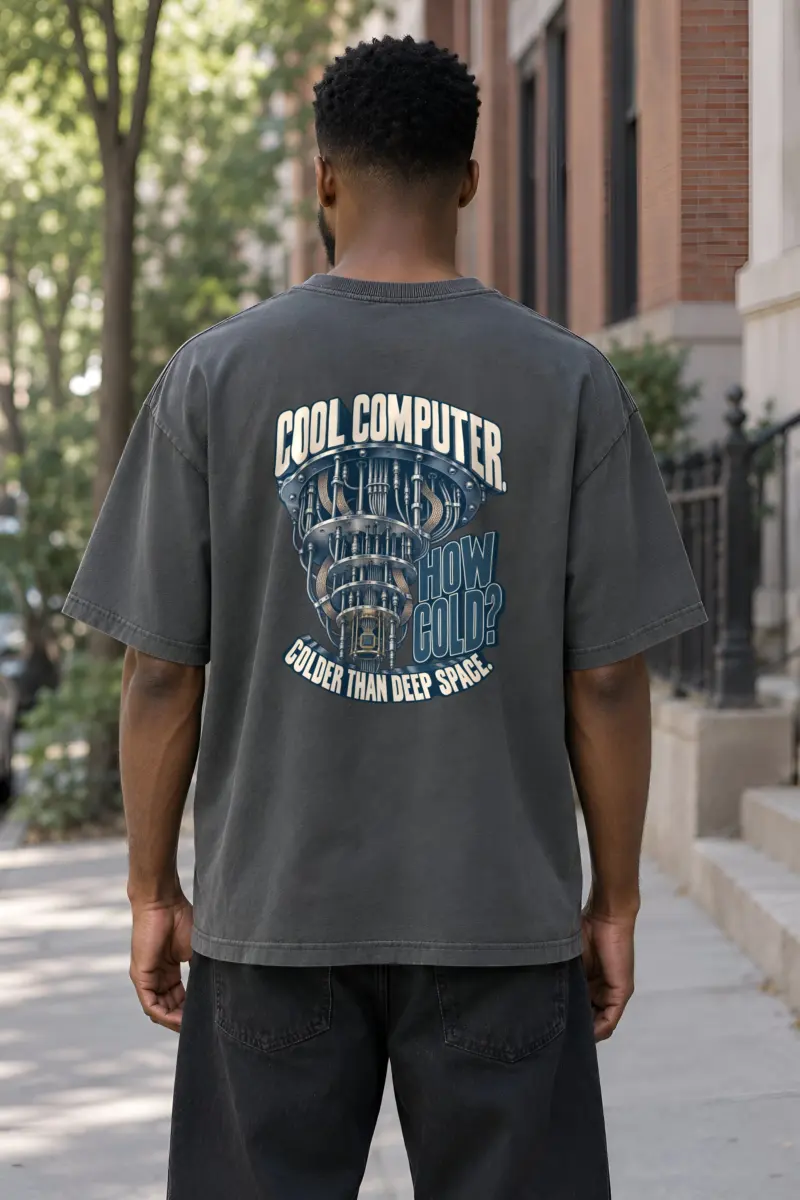 “Cool Computer How Cold” Men’s Oversized Heavyweight Crewneck T-Shirt