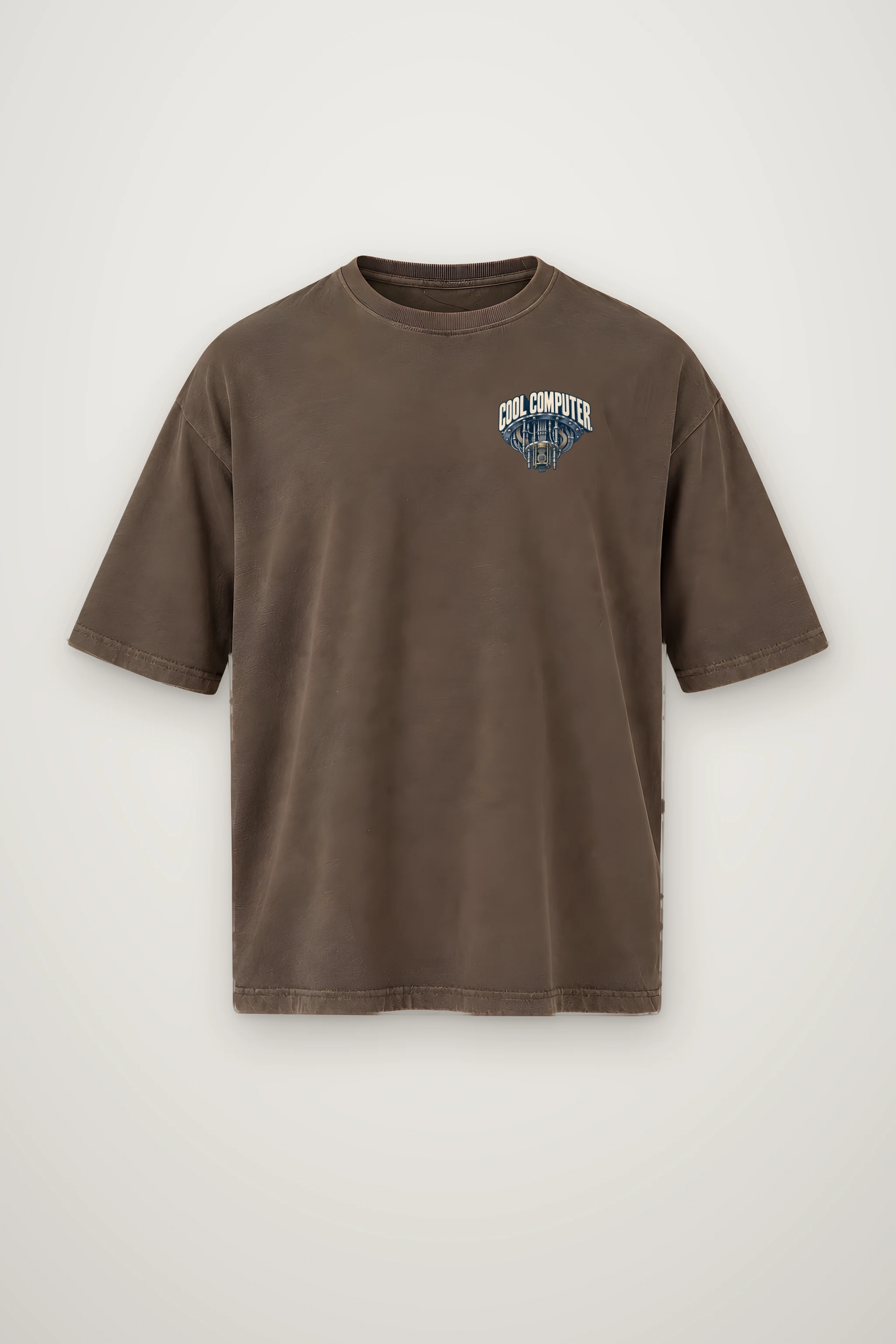 "Cool Computer How Cold" Men's Oversized Heavyweight Crewneck T-Shirt