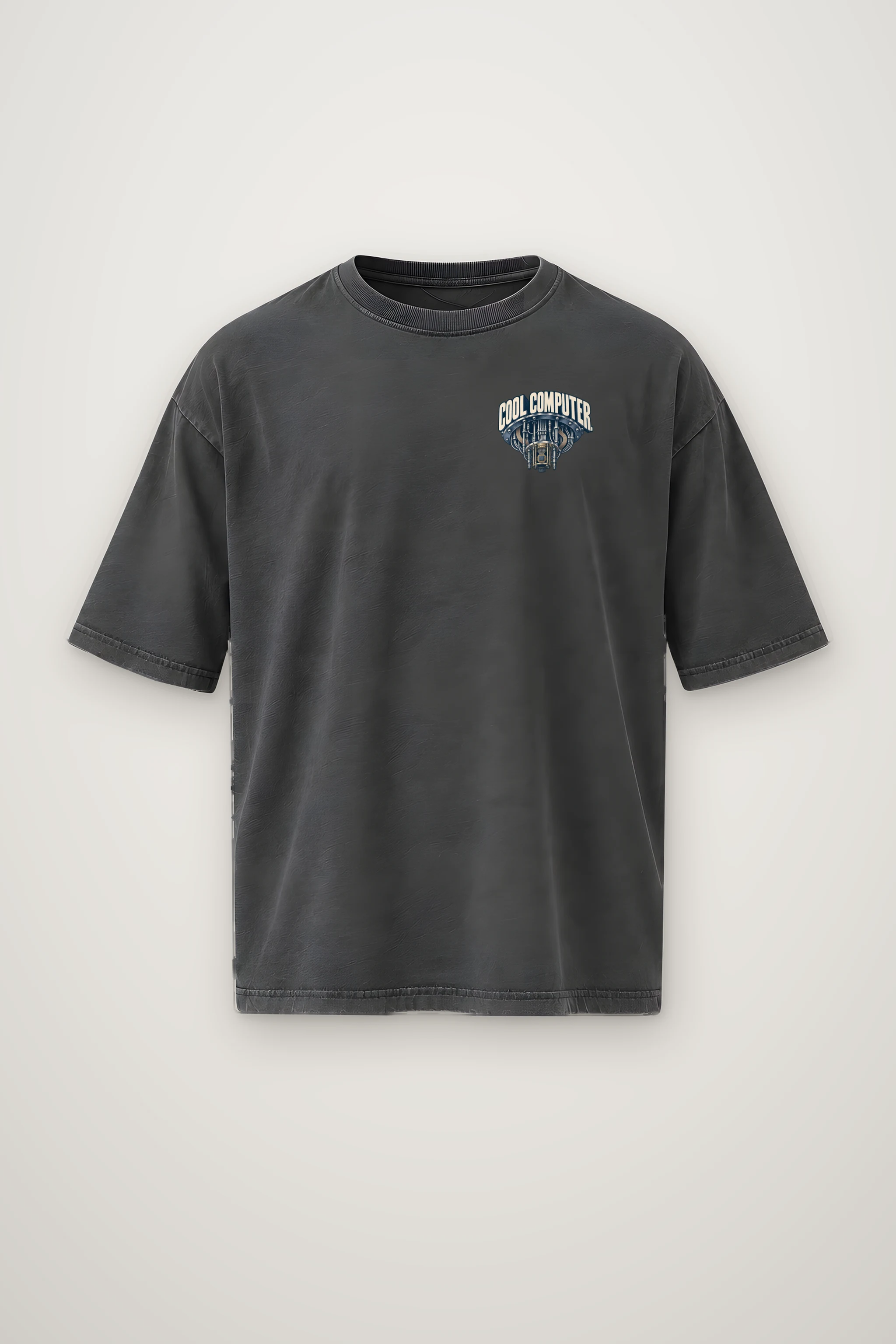 "Cool Computer How Cold" Men's Oversized Heavyweight Crewneck T-Shirt