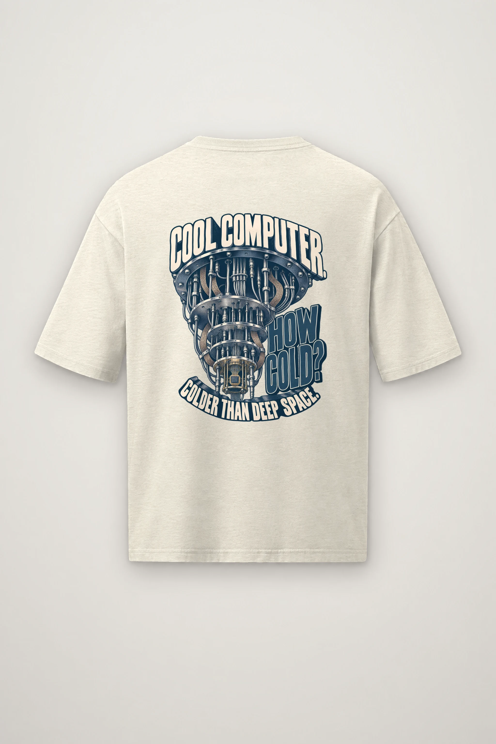 "Cool Computer How Cold" Men's Oversized Heavyweight Crewneck T-Shirt